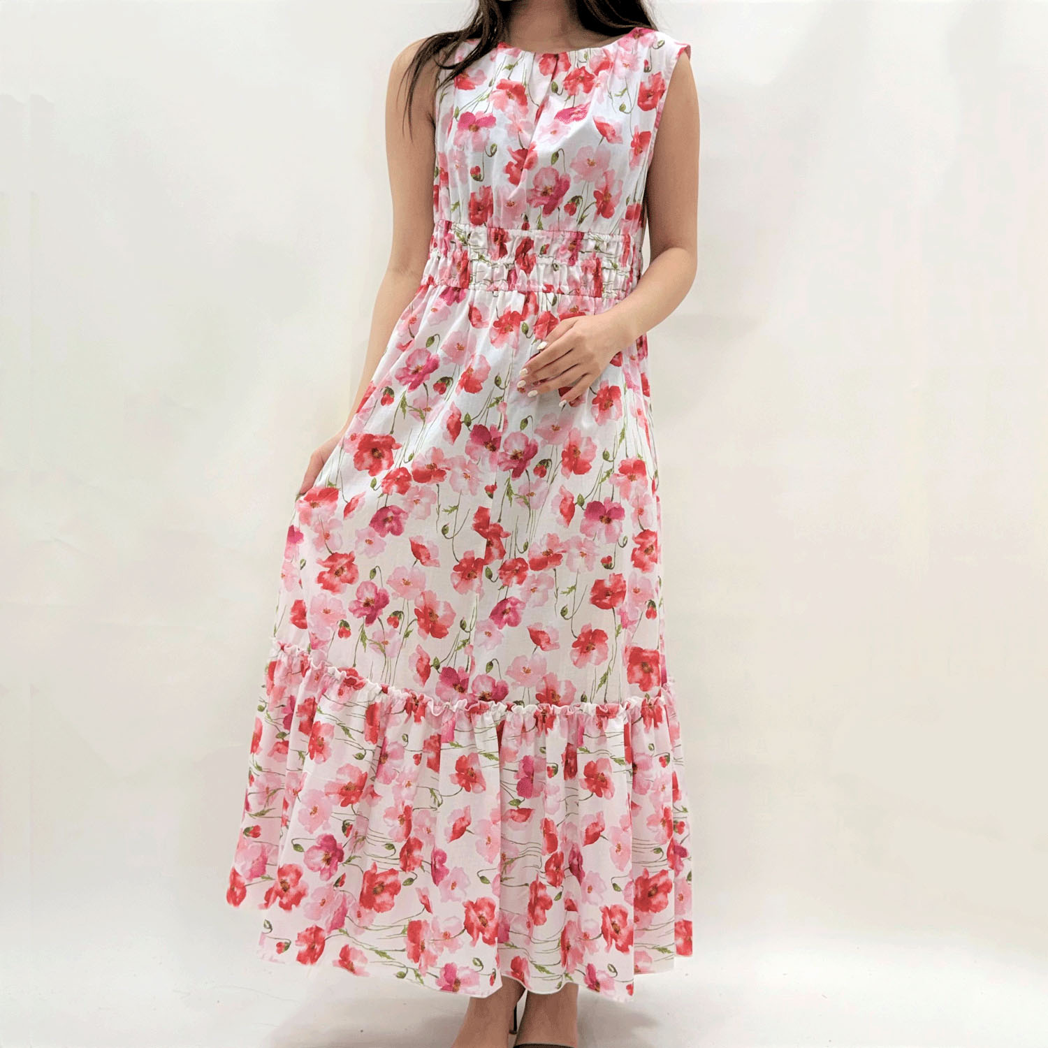 ADESSO L’ORA Wシャーリング花柄ワンピース - 画像4