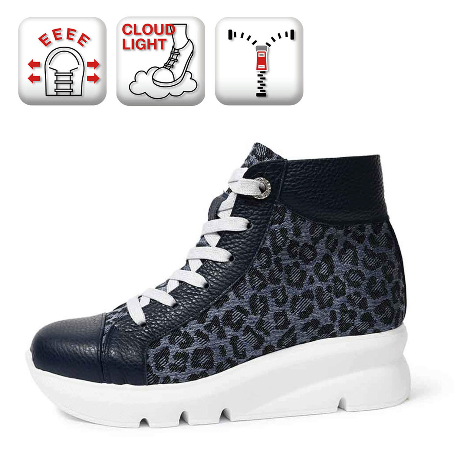 Monet ハイカットスニーカー デニムレオパード - 画像3