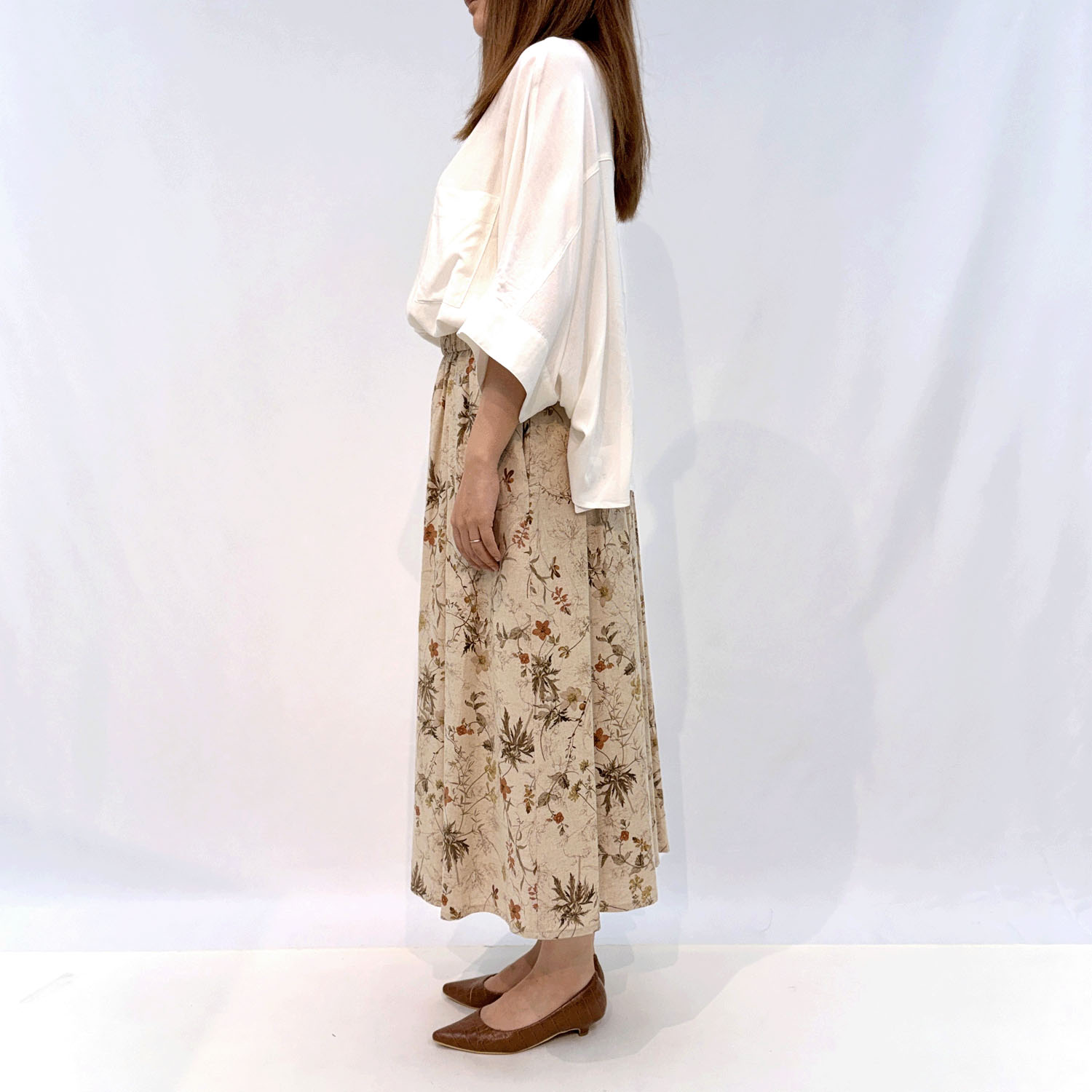 綿麻プリントスカート - 画像2
