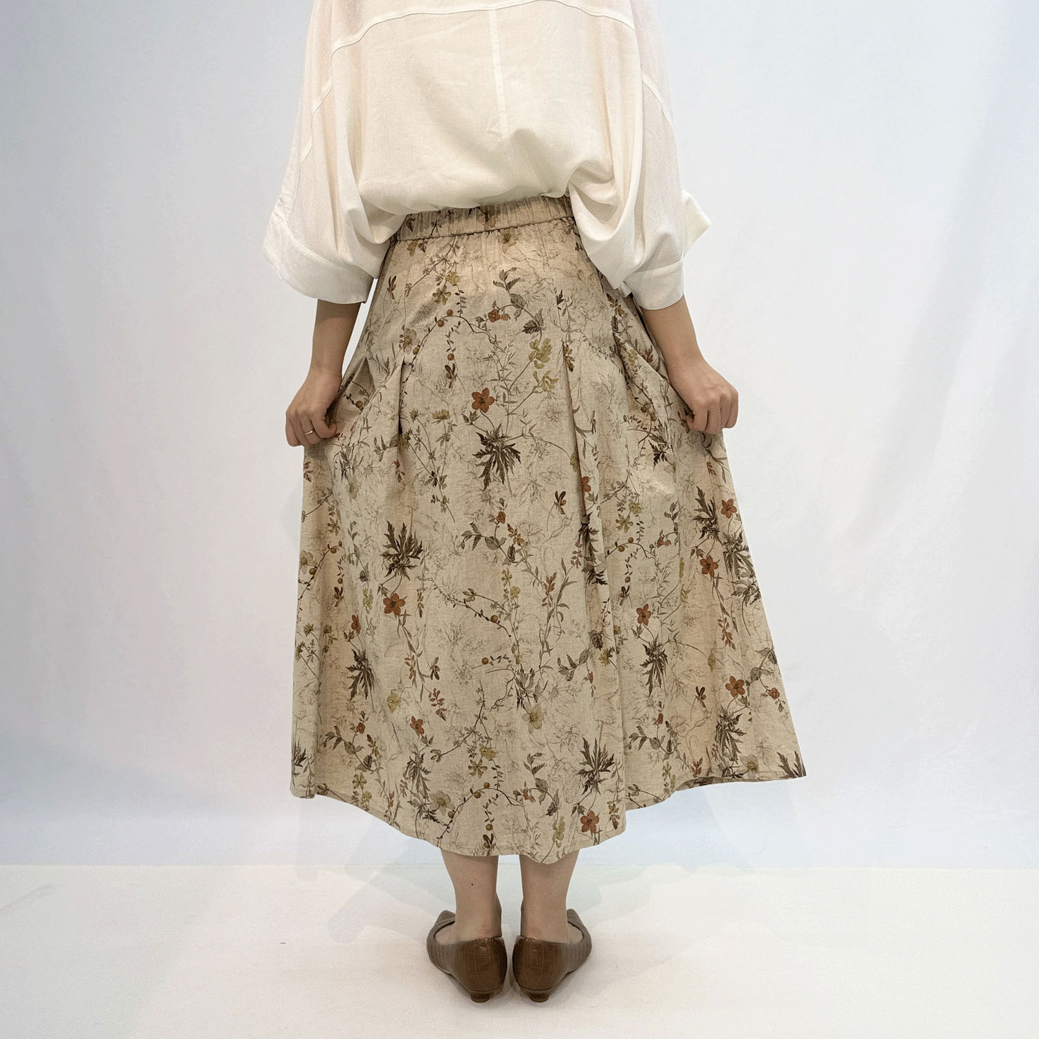 綿麻プリントスカート - 画像3