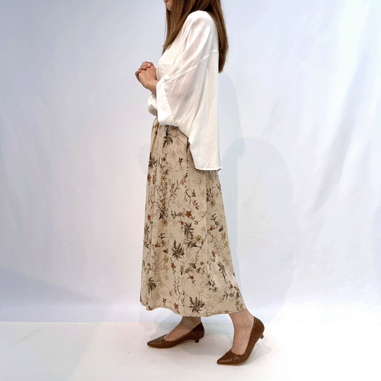 綿麻プリントスカート - 画像5