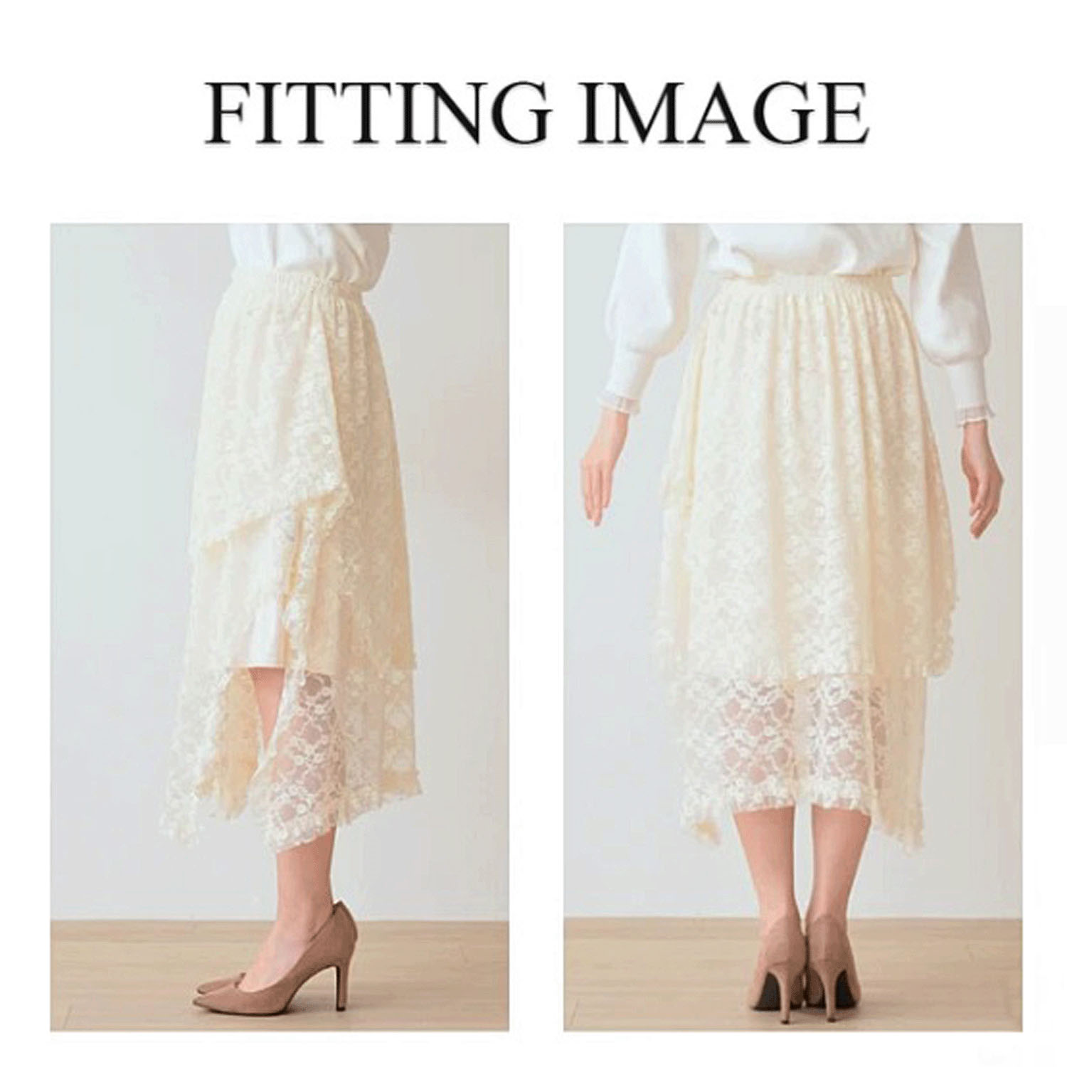 Nohea レースレイヤード アシンメトリースカート - 画像2