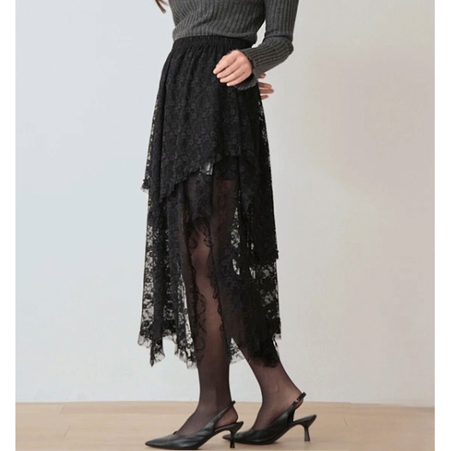 Nohea レースレイヤード アシンメトリースカート - 画像12