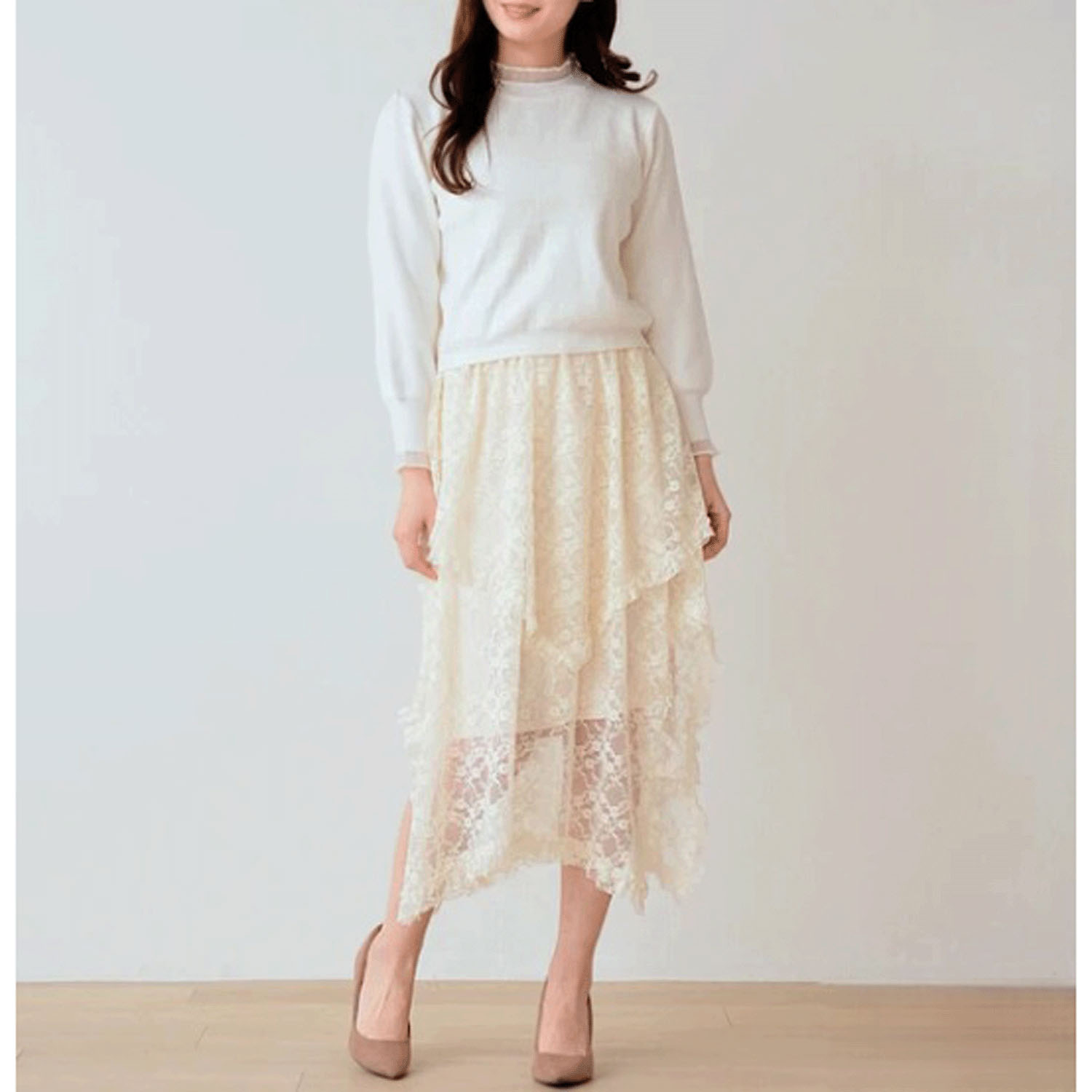 Nohea レースレイヤード アシンメトリースカート - 画像23