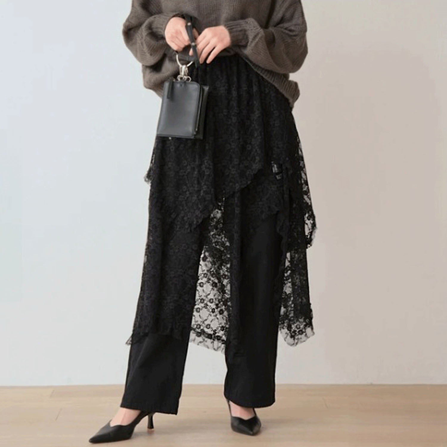 Nohea レースレイヤード アシンメトリースカート - 画像6