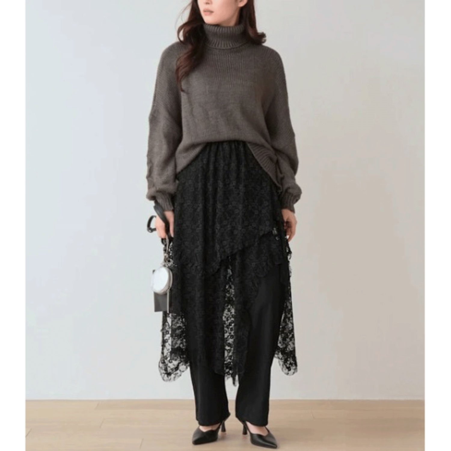 Nohea レースレイヤード アシンメトリースカート - 画像9