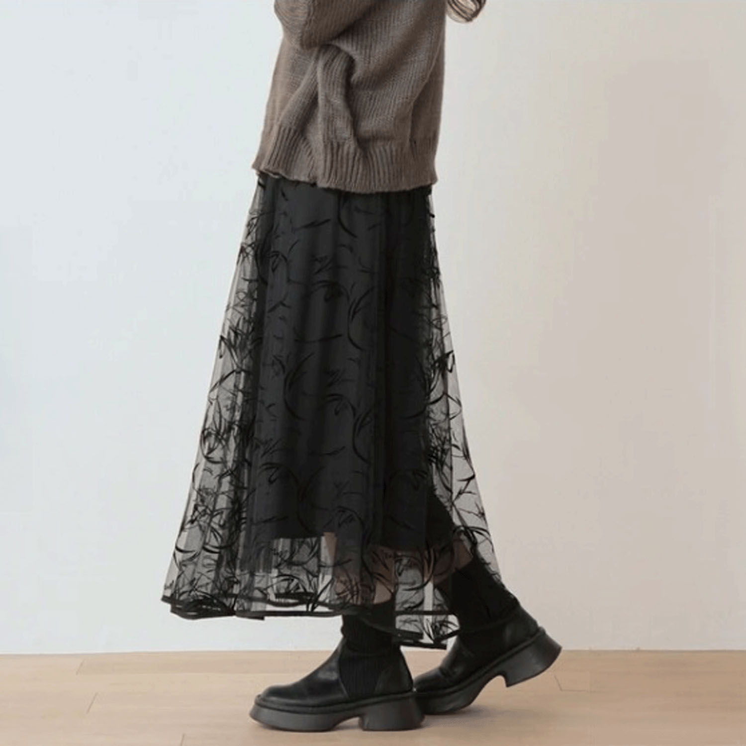 Nohea フロッキープリントチュールスカート - 画像15