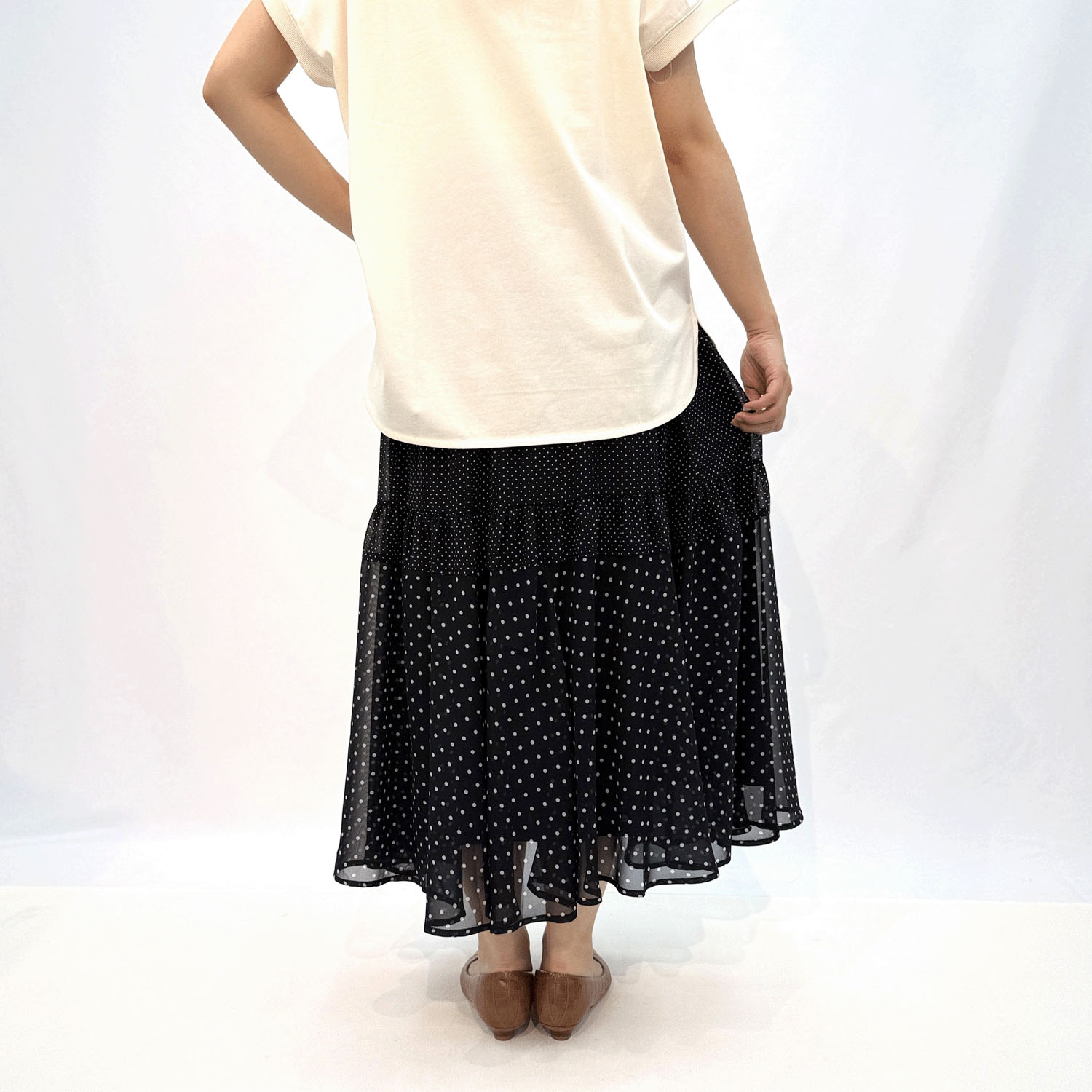 Jouir シフォンドット切替ティアードスカート - 画像6