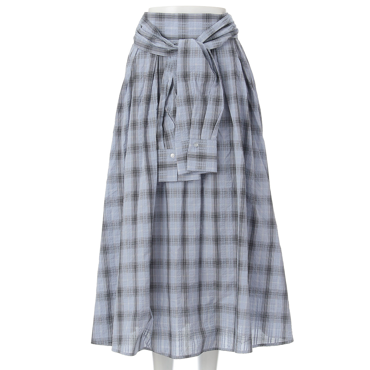 サッカーチェックシャツディテールスカート