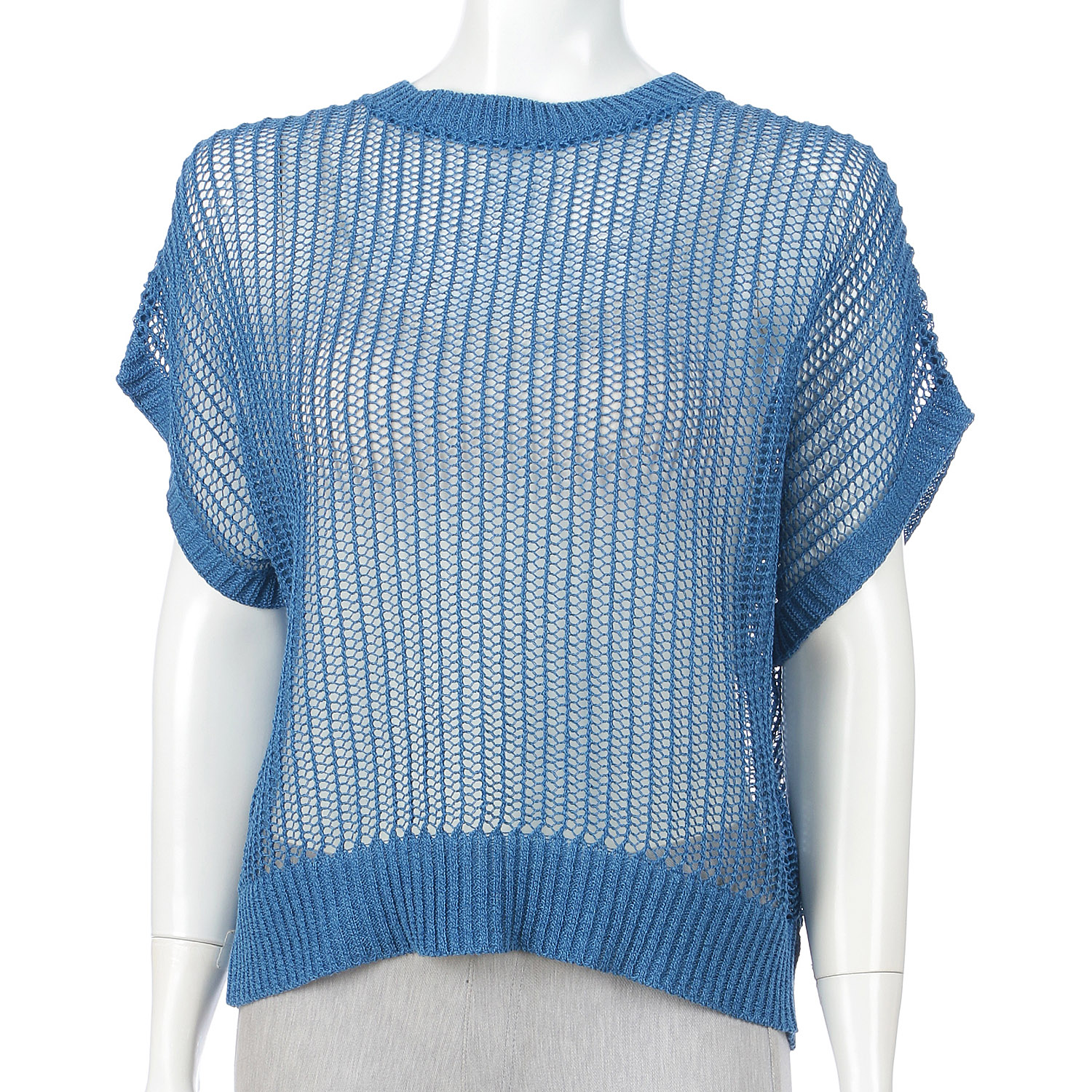 メッシュ後ろ開きレイヤードニット