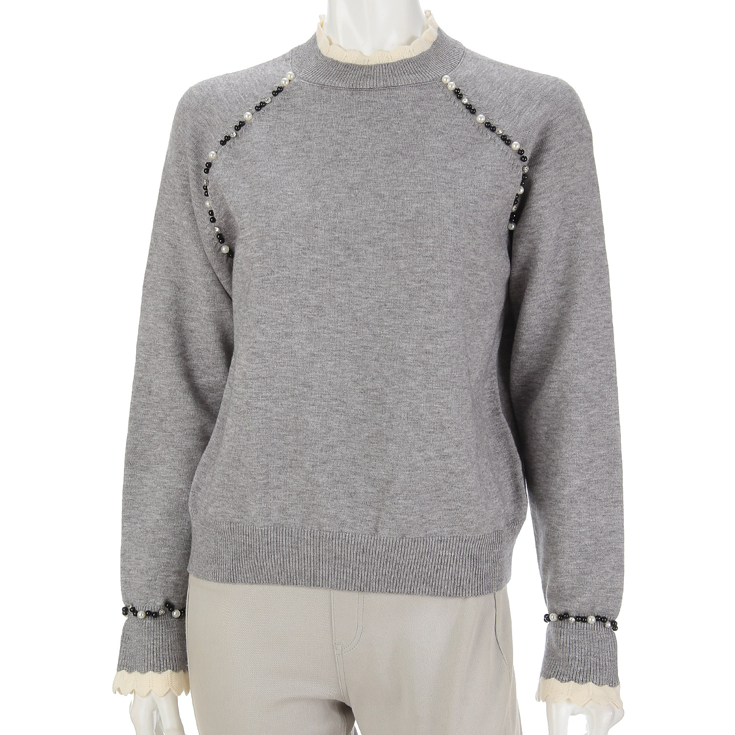 スカラップフリルパールニット