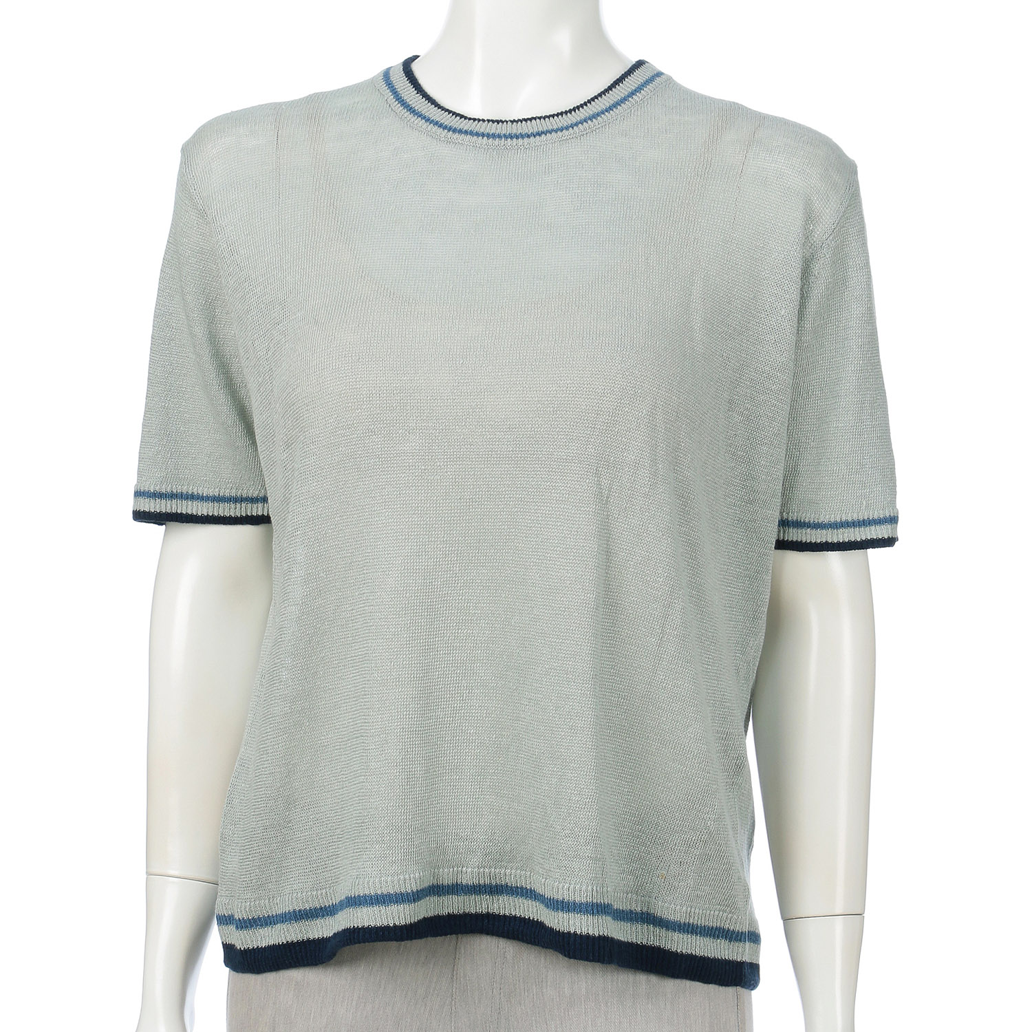 麻100％3配色丸首プルオーバー - 画像2