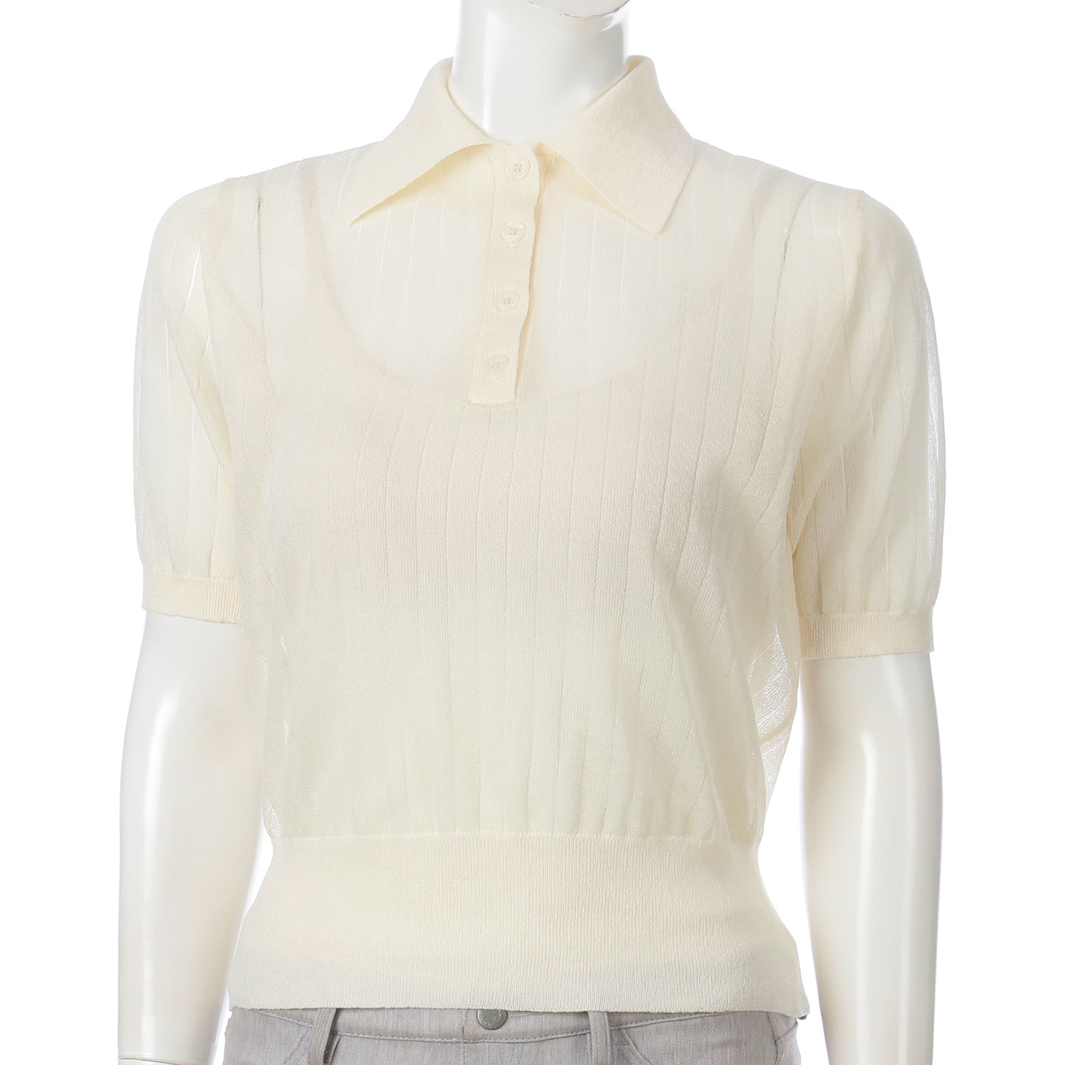 シアーポロ衿セーター - 画像2