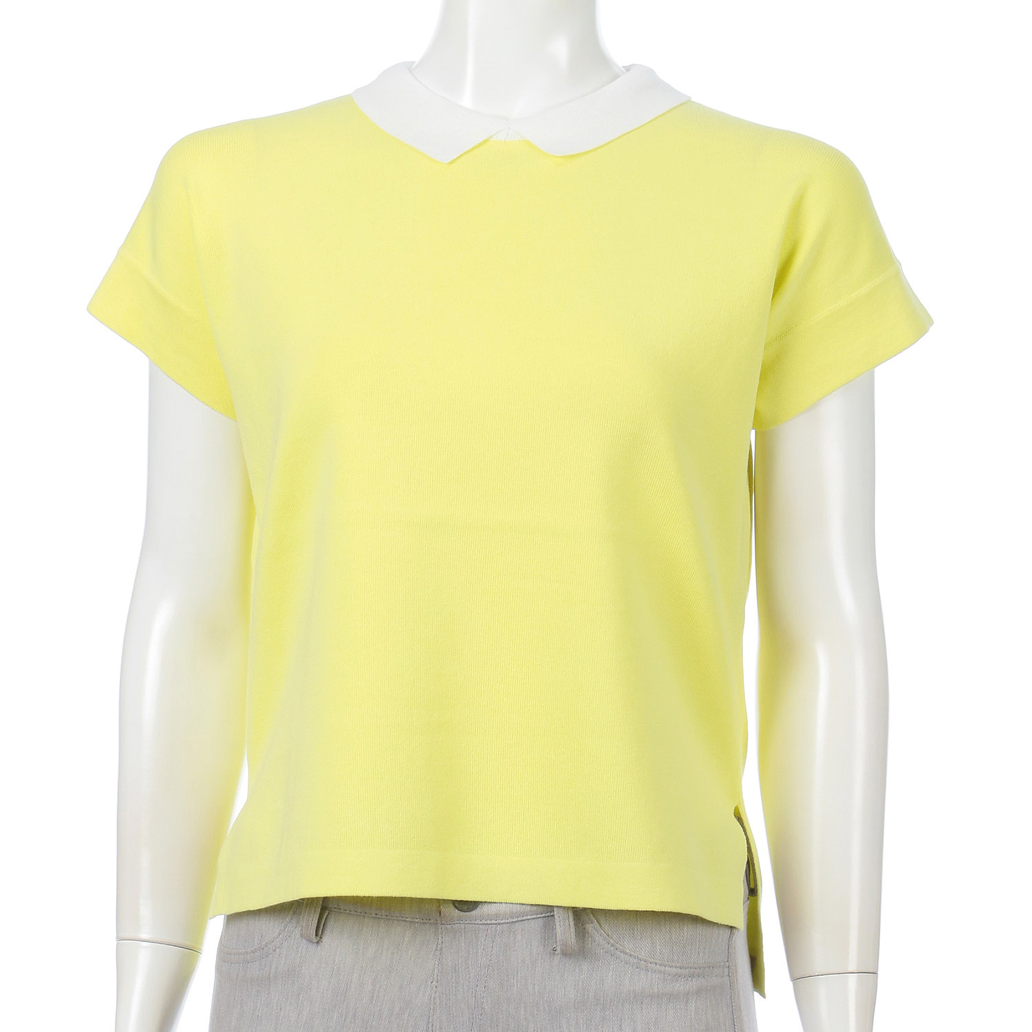 衿配色フレンチ袖プルオーバー