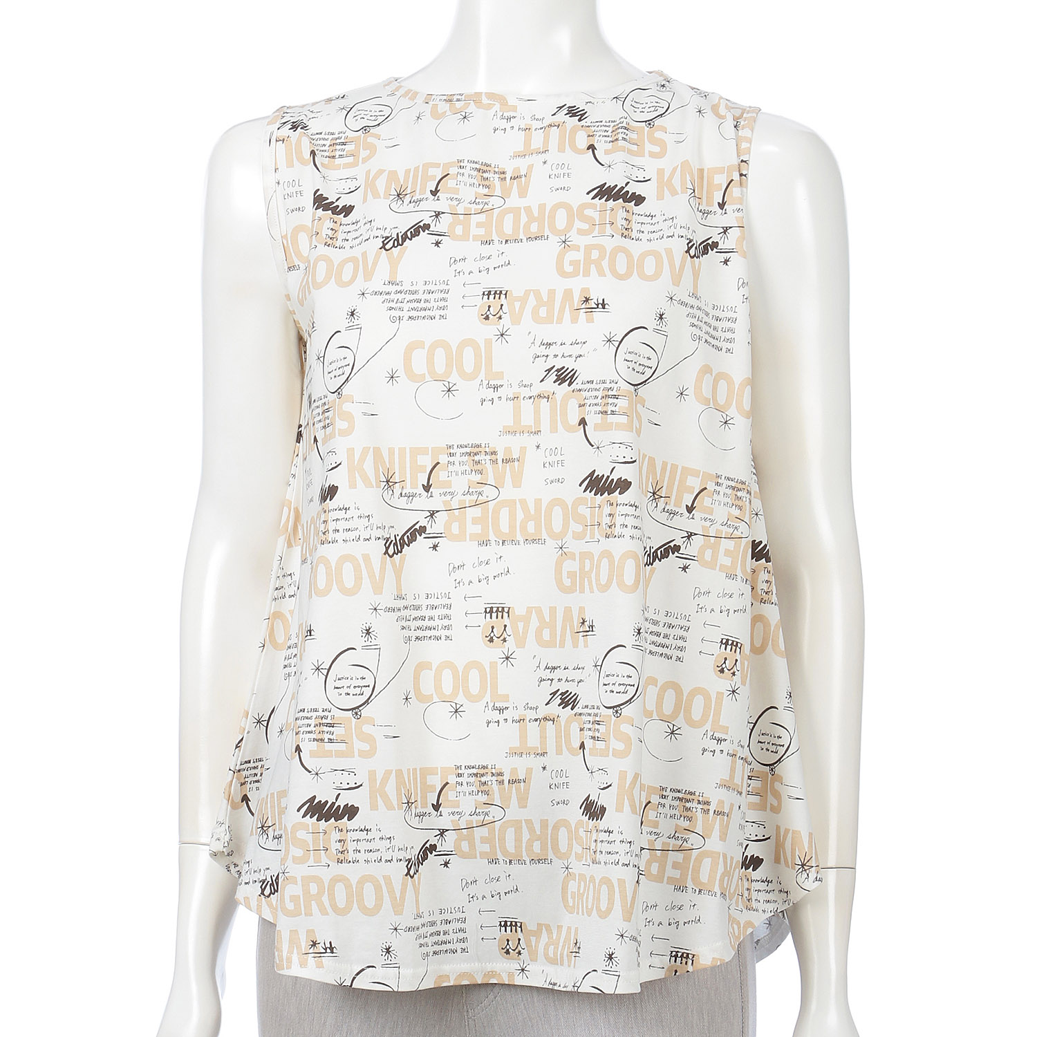 英字フレアーノースリーブカットソー - 画像3