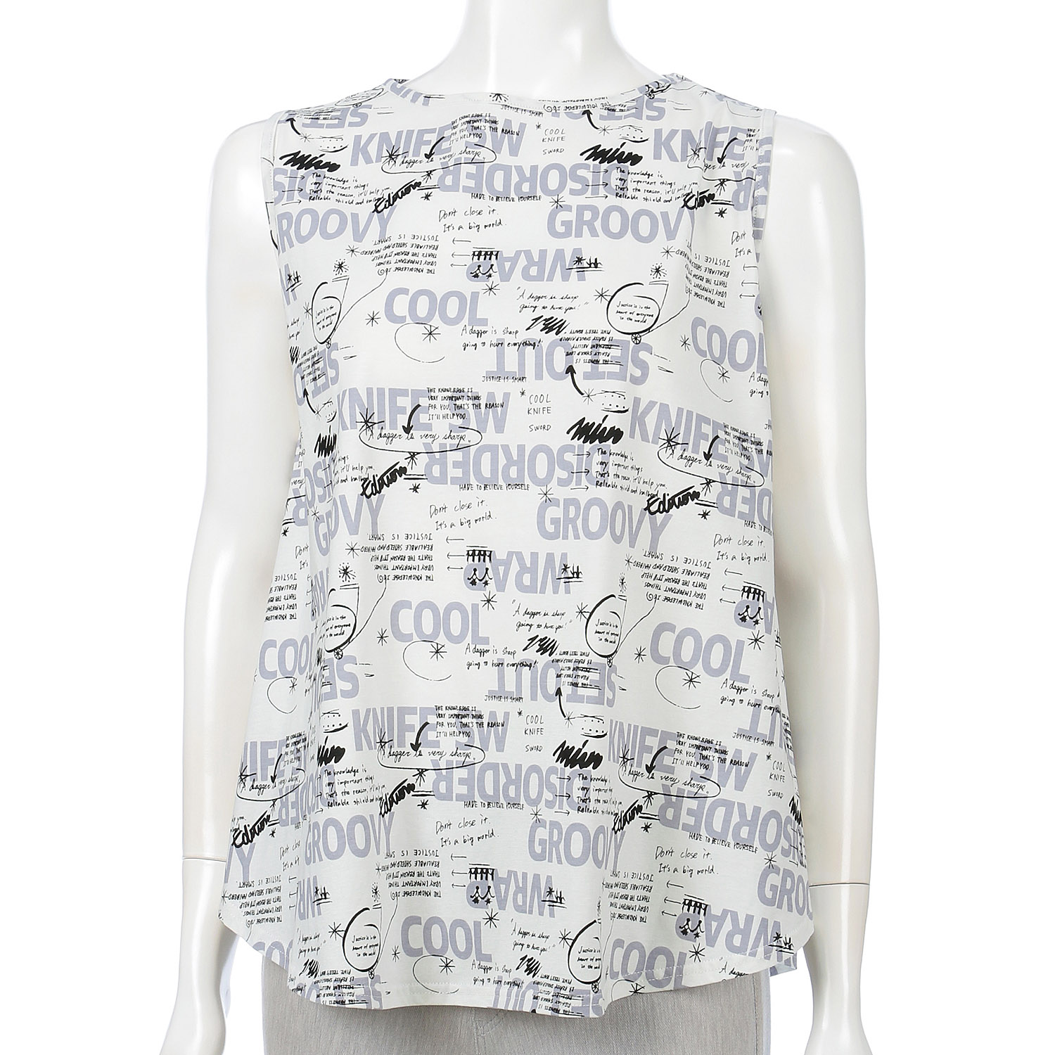 英字フレアーノースリーブカットソー