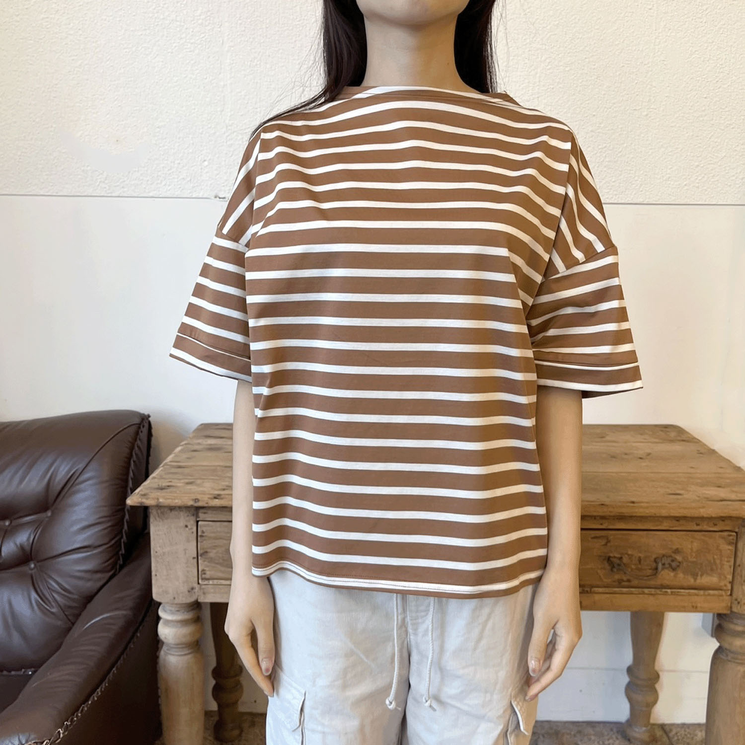 ボーダー背長プルオーバー - 画像1