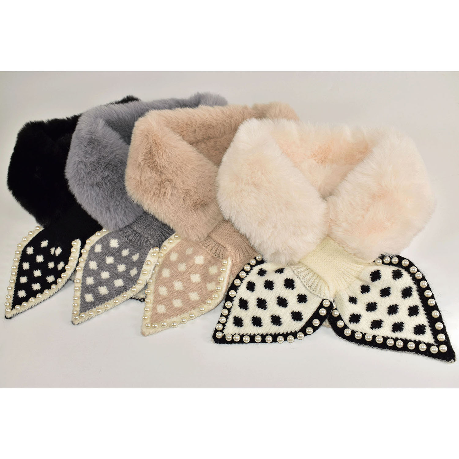 ビジュー付きニット＆ファードットティペット - 画像2