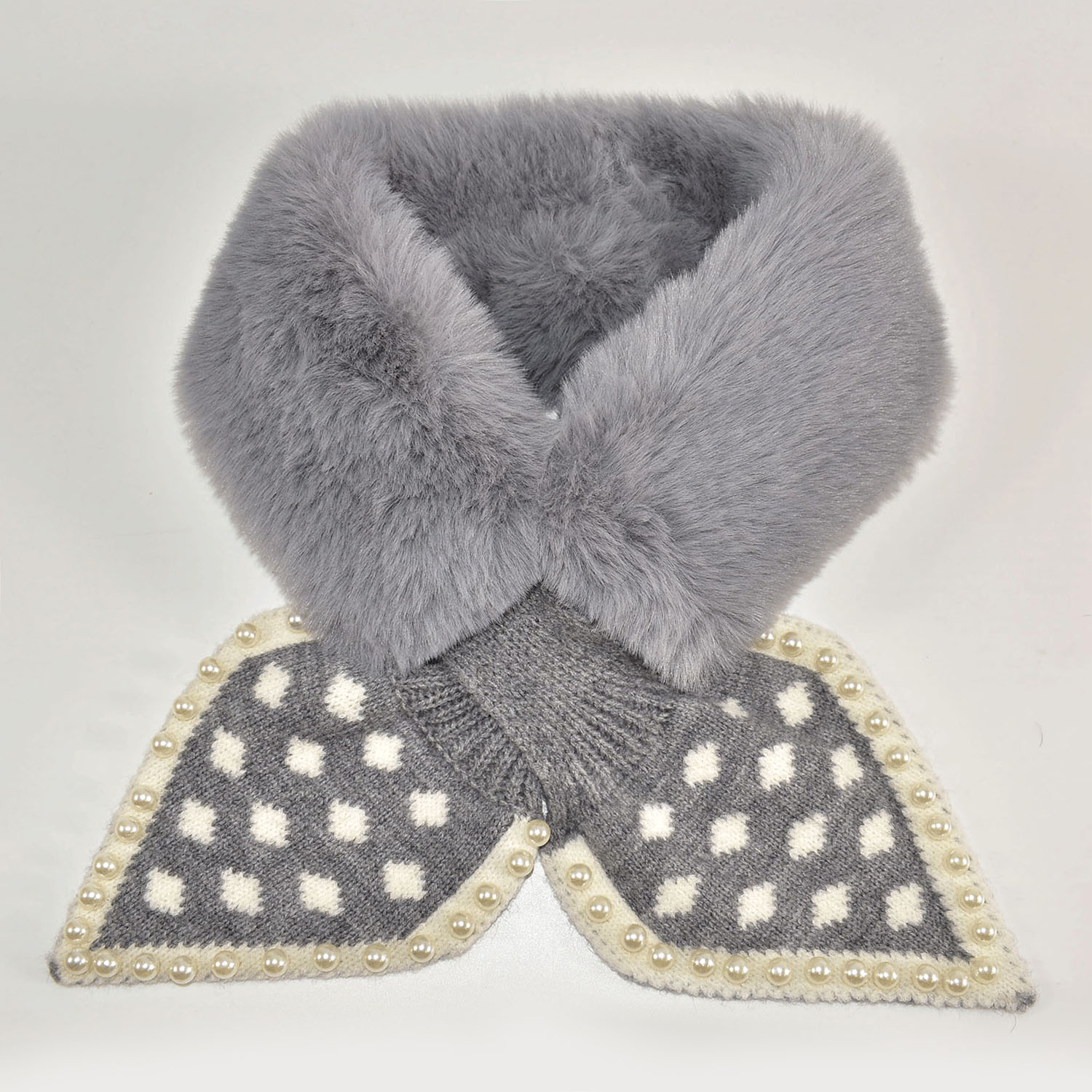 ビジュー付きニット＆ファードットティペット - 画像3