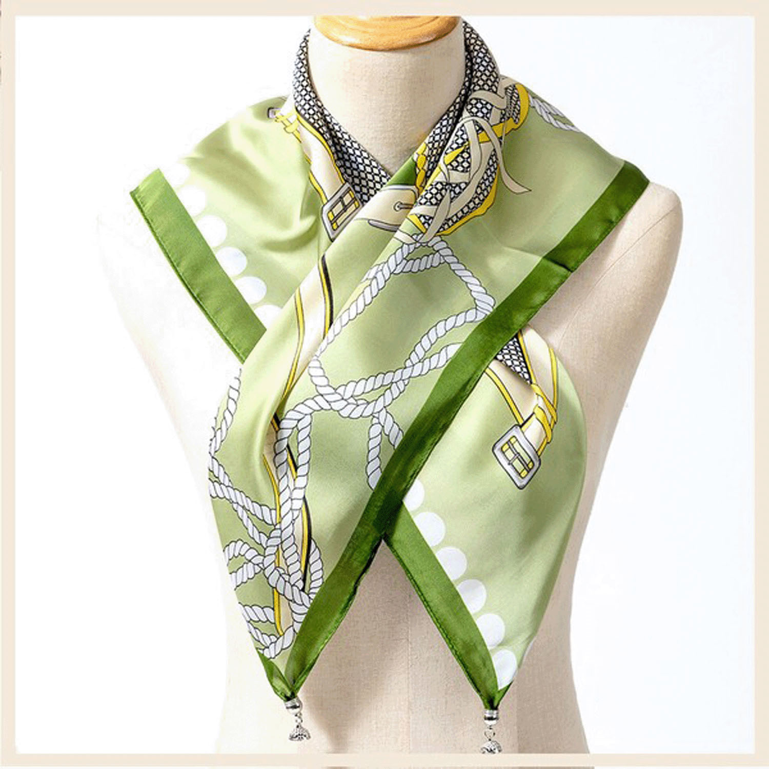 【ホワイト終了】マグネット付きスカーフ マルチプリント シルバー金具 - 画像14