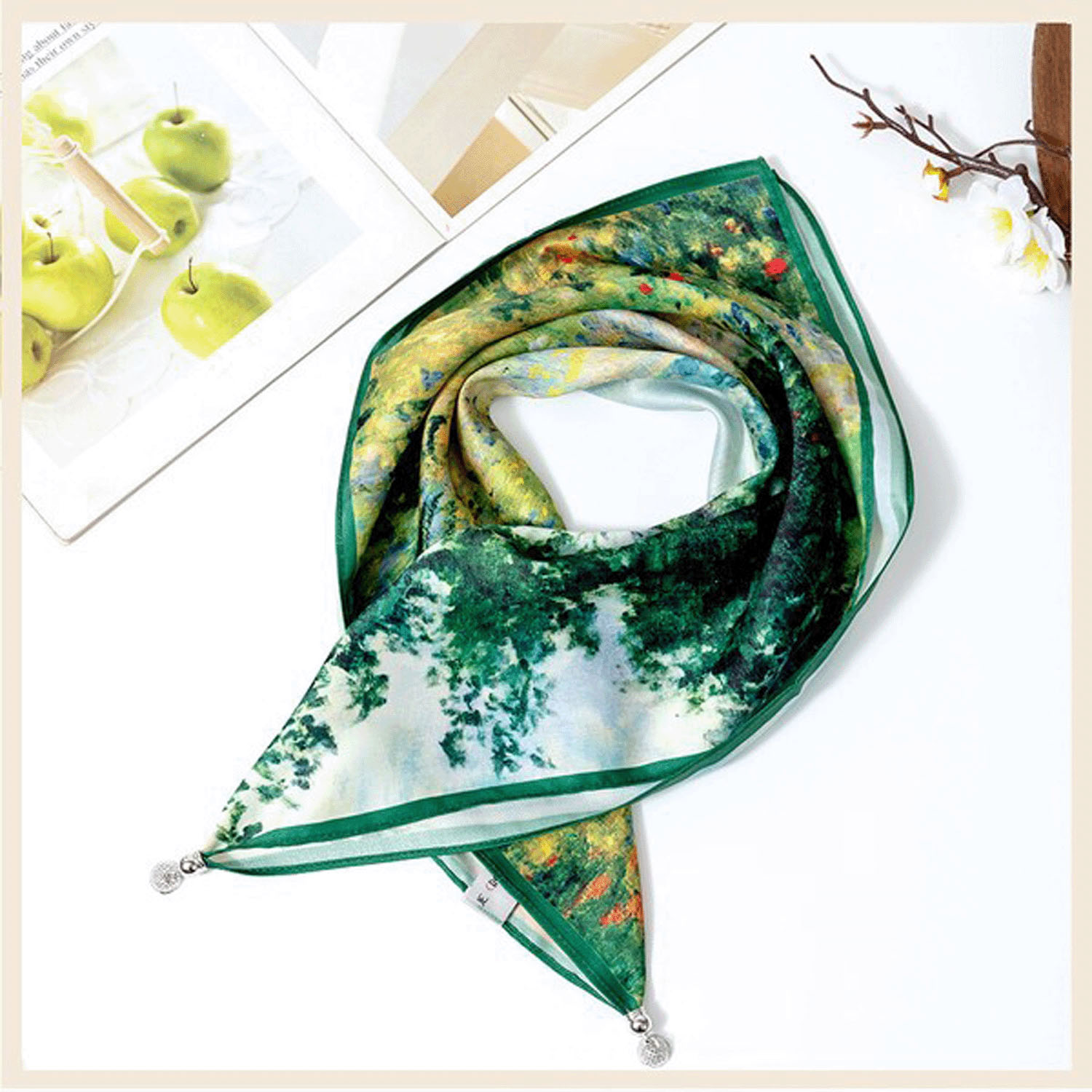 マグネット付きスカーフ マルチプリント シルバー金具 - 画像14