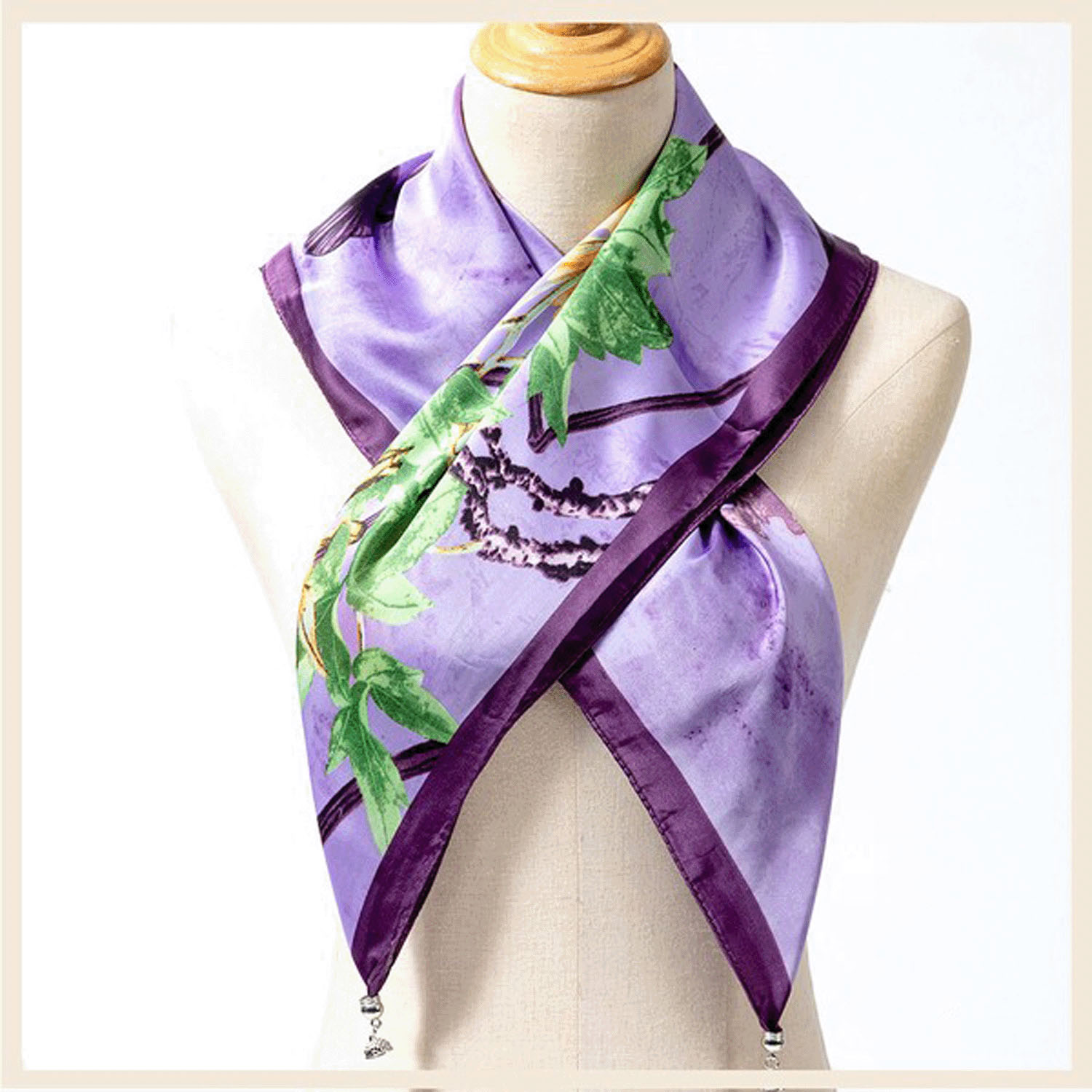 【ホワイト終了】マグネット付きスカーフ マルチプリント シルバー金具 - 画像19