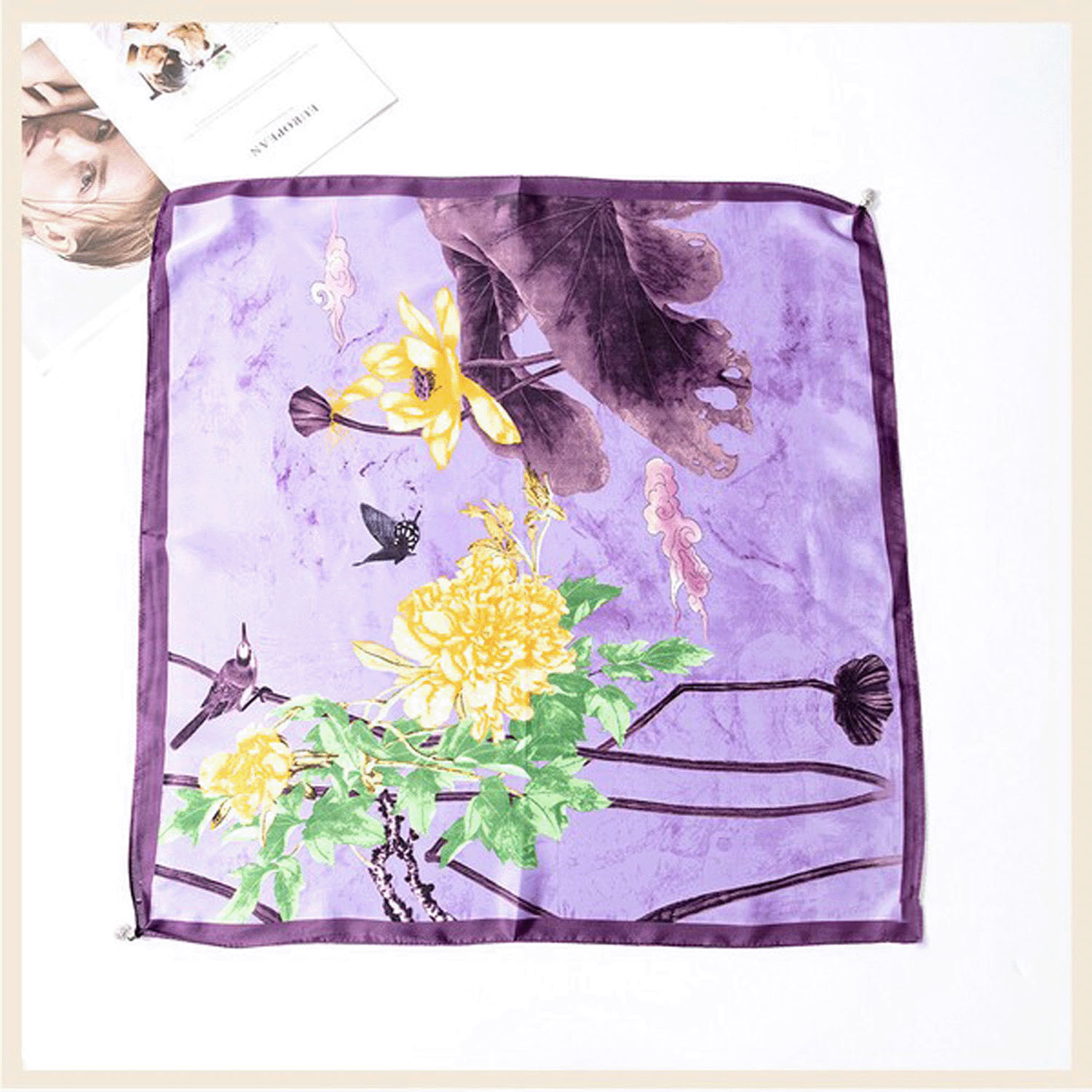 【ホワイト終了】マグネット付きスカーフ マルチプリント シルバー金具 - 画像21