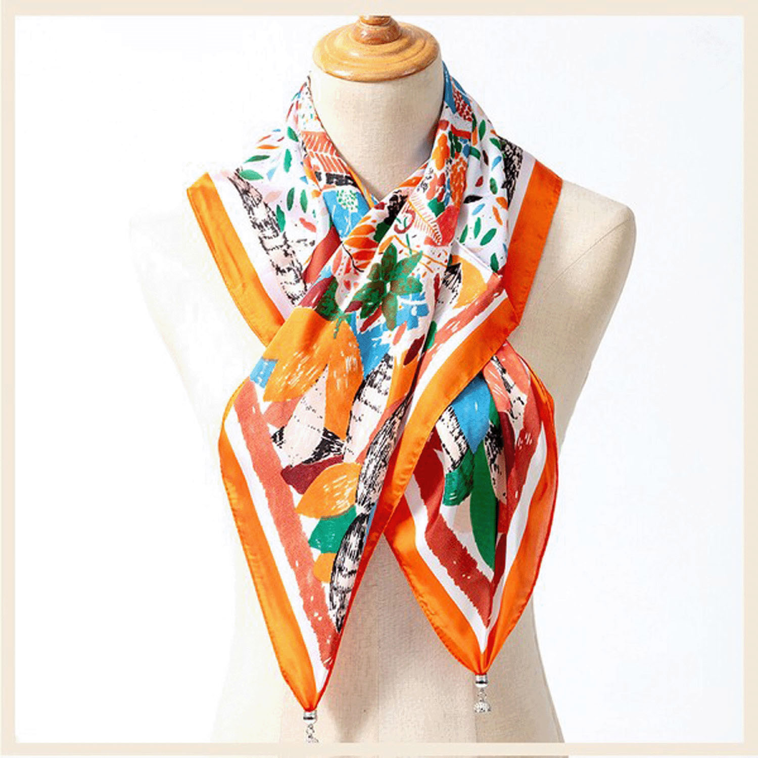 マグネット付きスカーフ マルチプリント シルバー金具 - 画像8