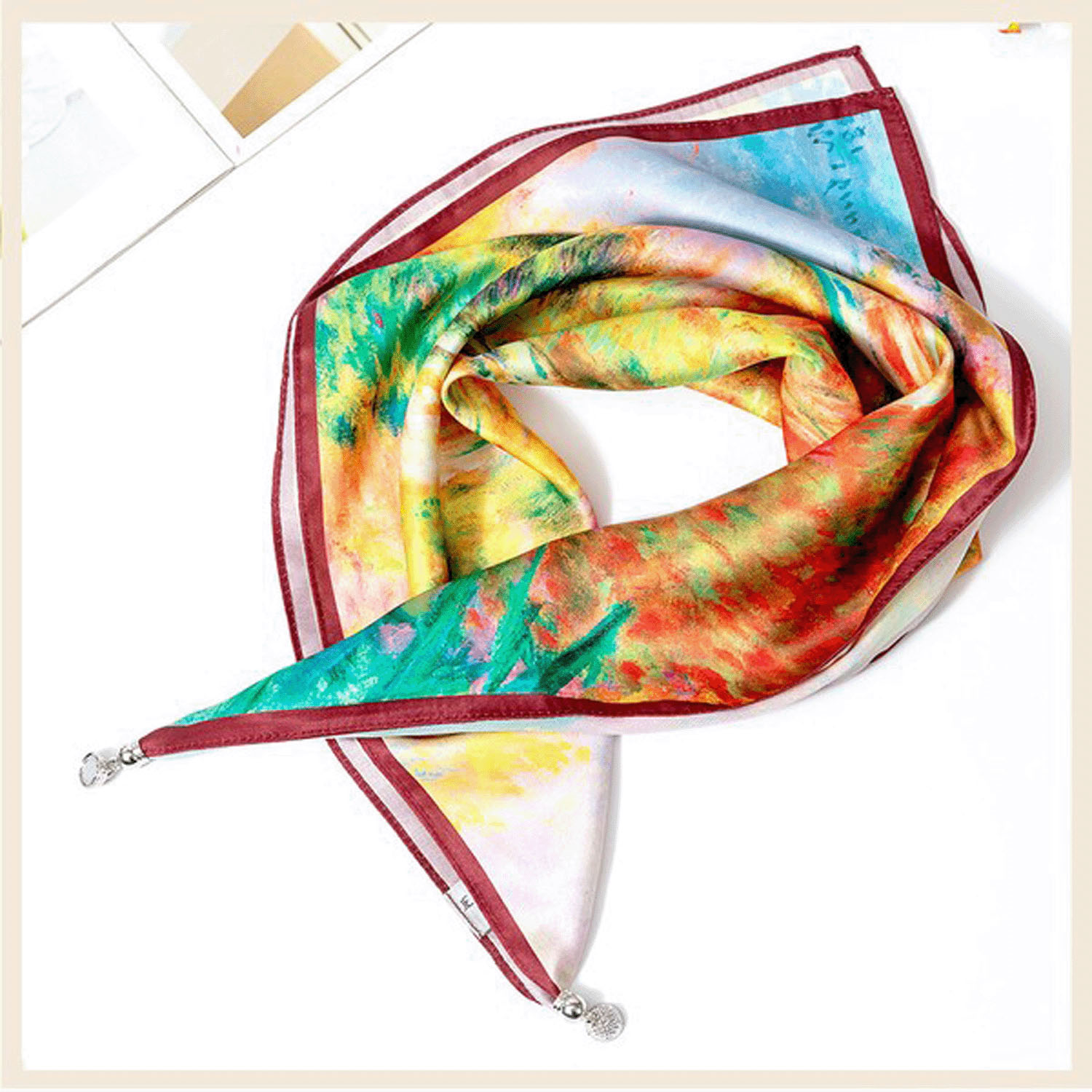 マグネット付きスカーフ マルチプリント シルバー金具 - 画像10