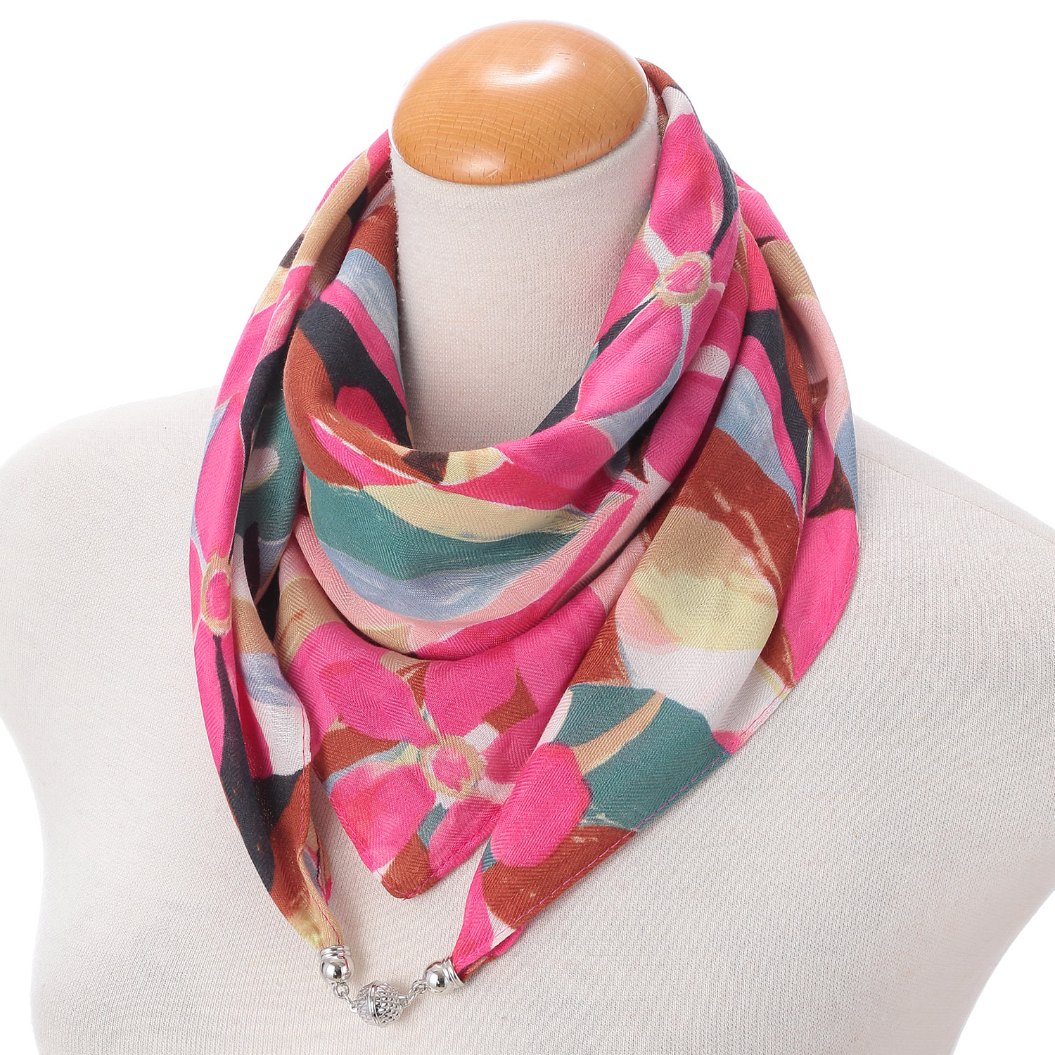 マグネット付きスカーフ 幾何柄 - 画像1