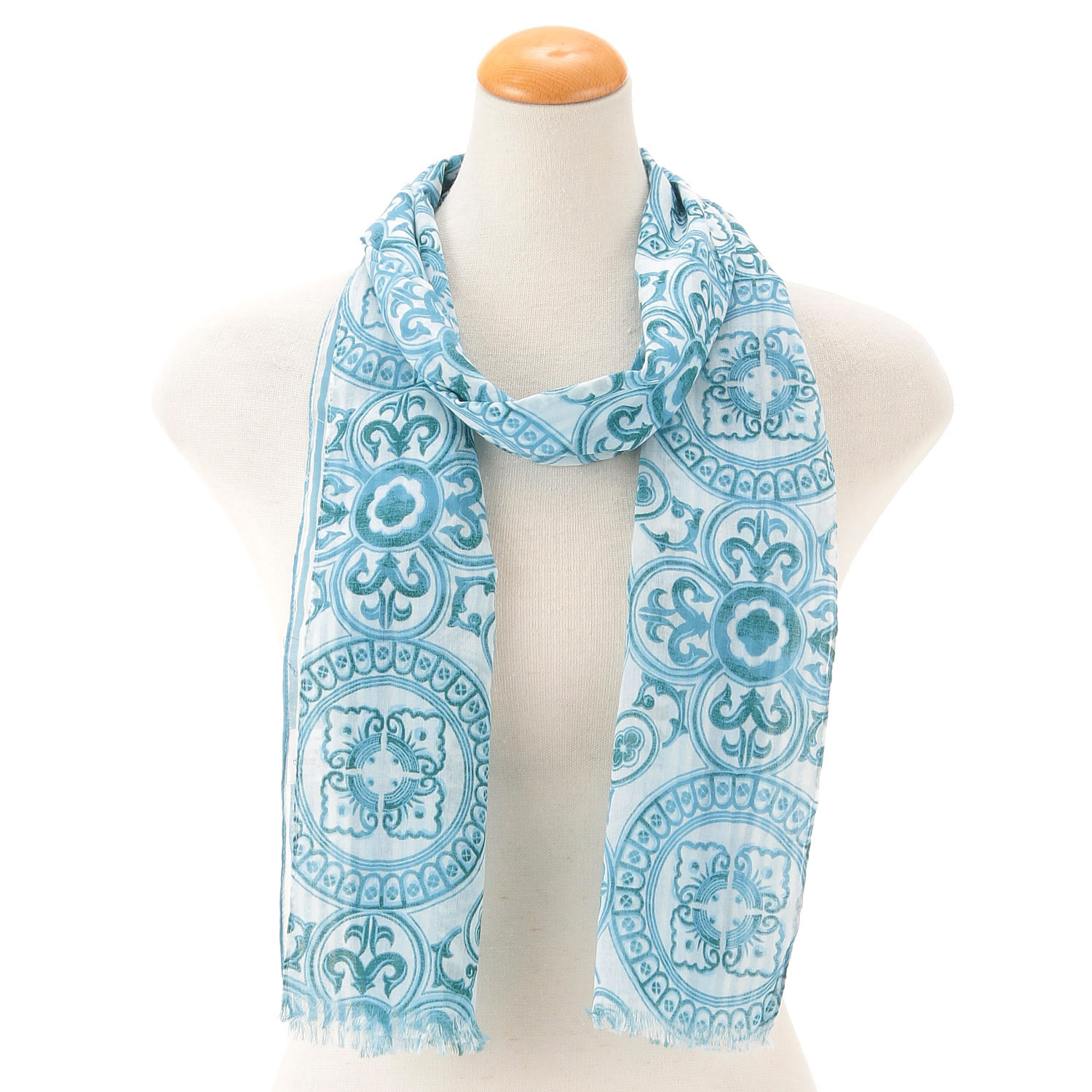 【マリンブルー、スカイブルー終了】インド製 コットンストール アラベスク