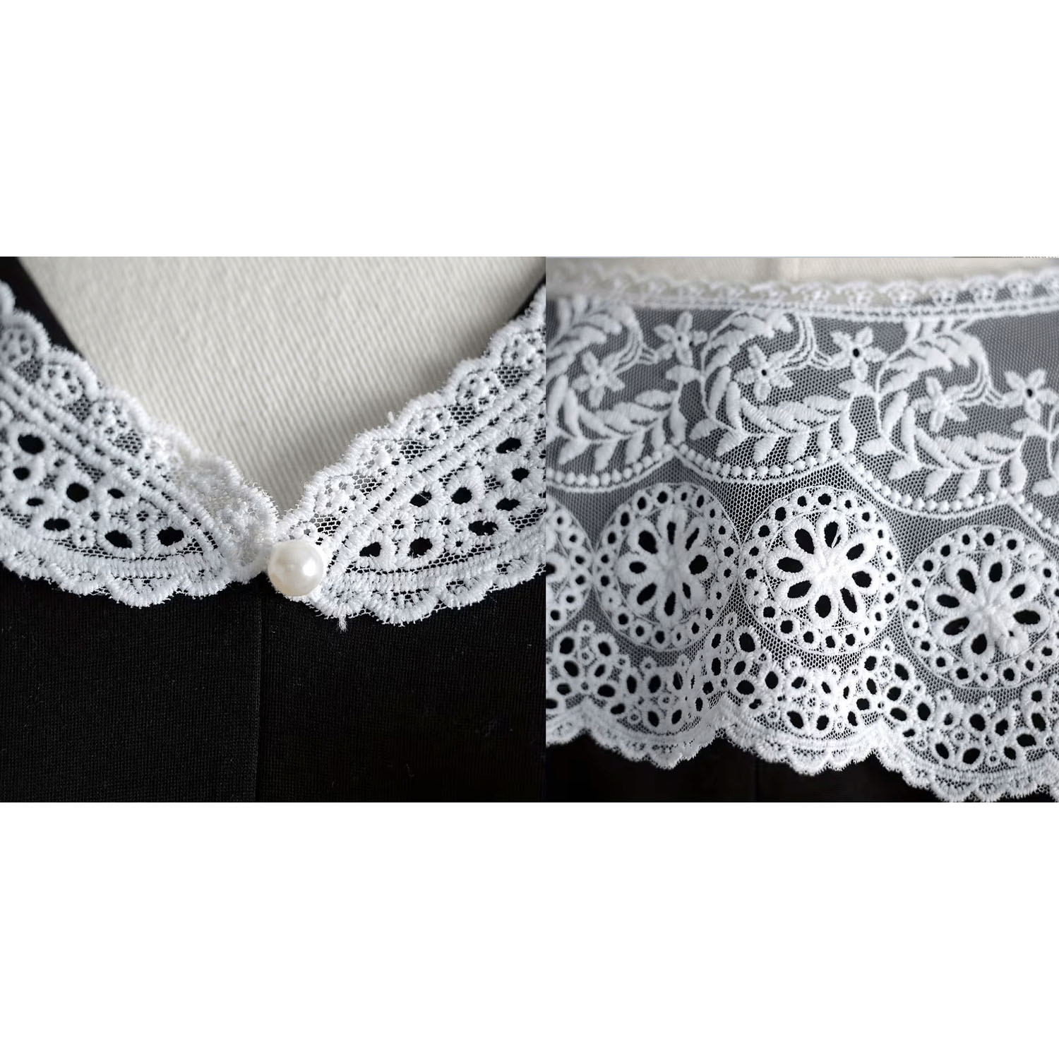 レース付け襟 ホワイト／ブラックレース - 画像6
