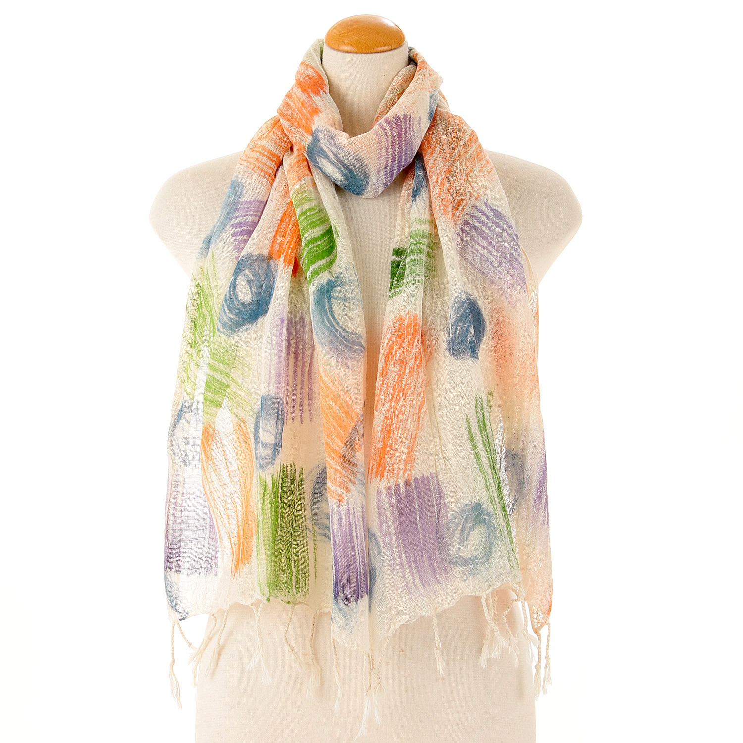 【07終了】インド製 手描き風ストール カラー - 画像3