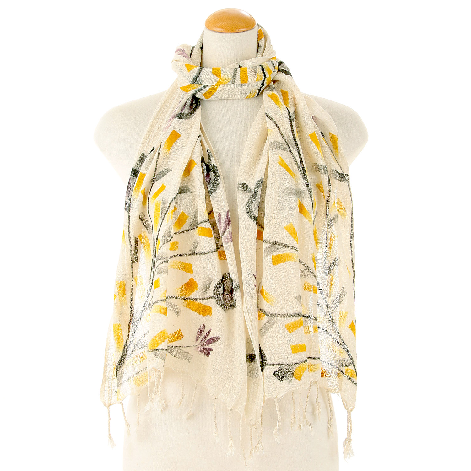 【07終了】インド製 手描き風ストール カラー - 画像5