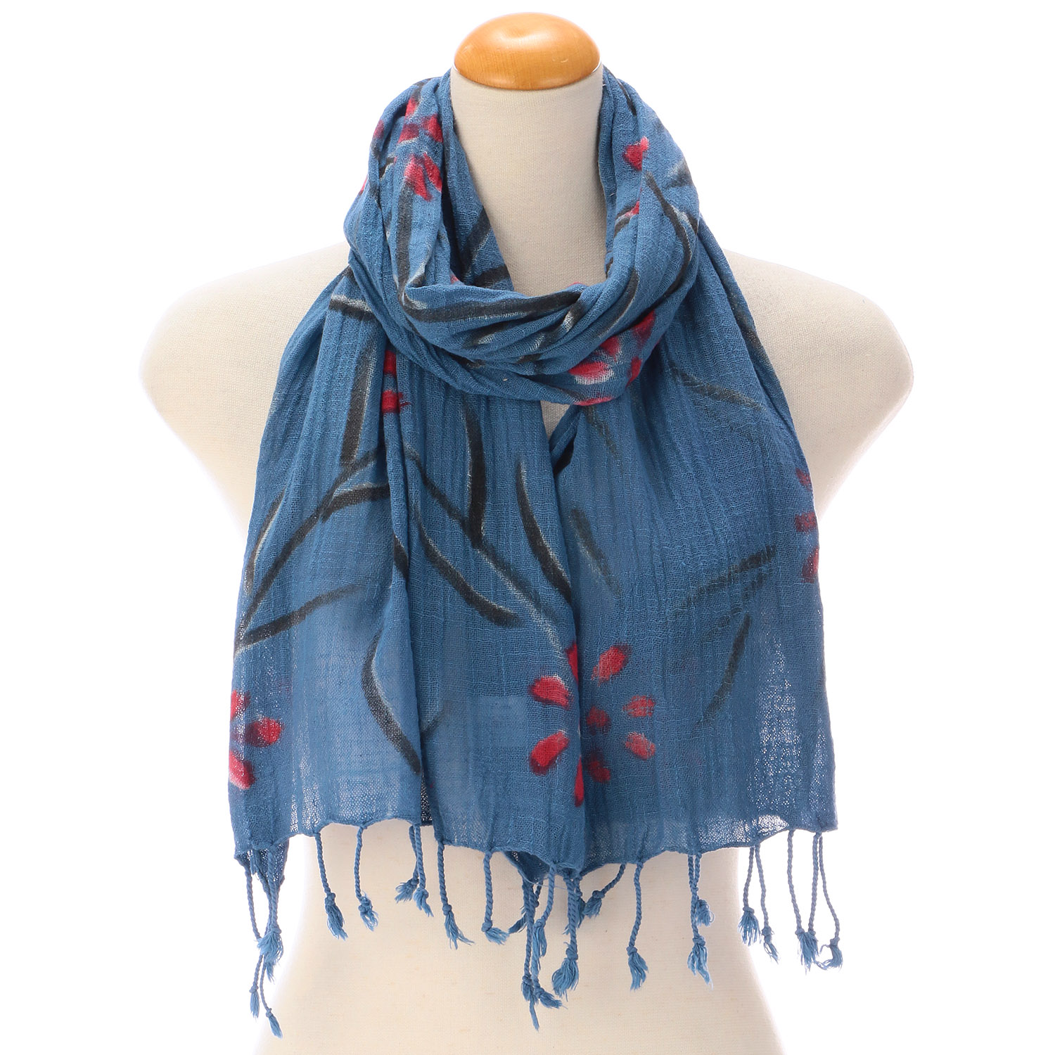 【01，02終了】インド製 綿スラブストール ブルー - 画像11