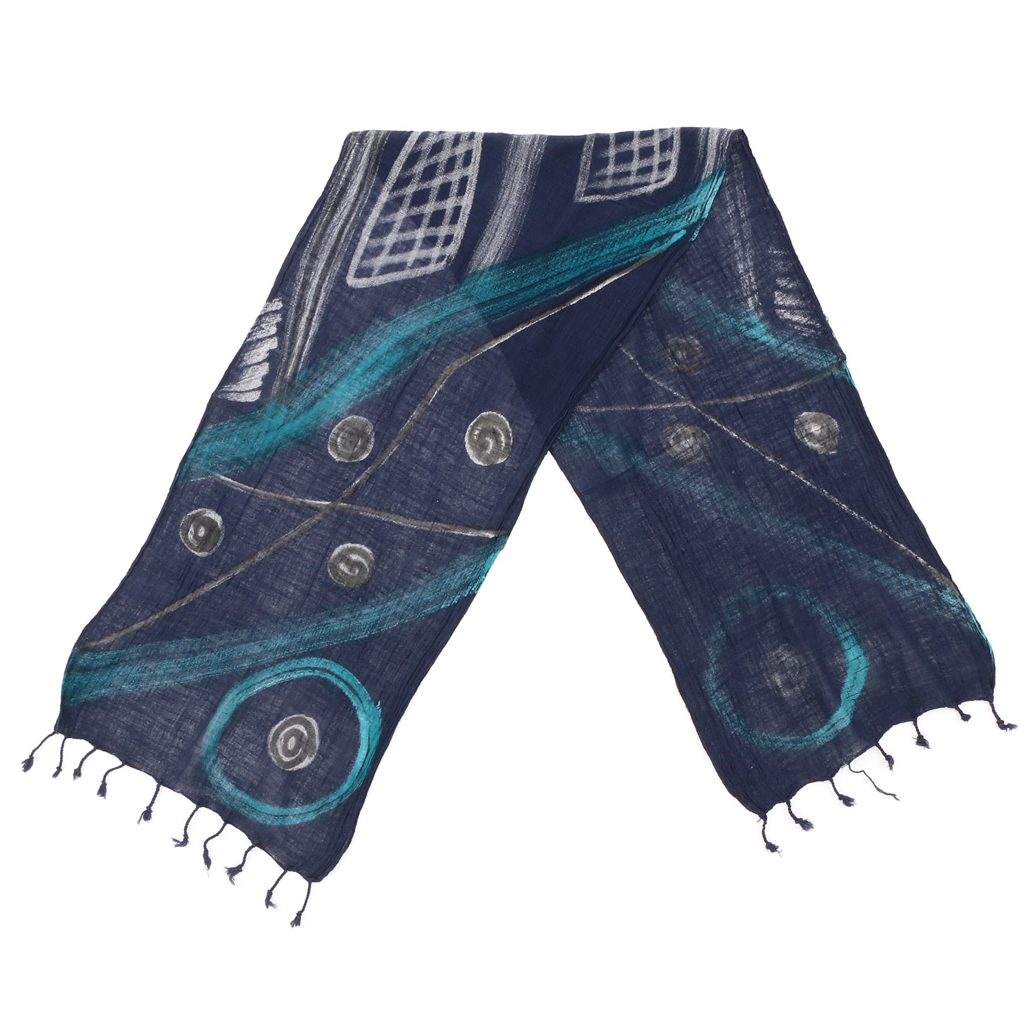 【01，02， 04終了】インド製 綿スラブストール ブルー - 画像14