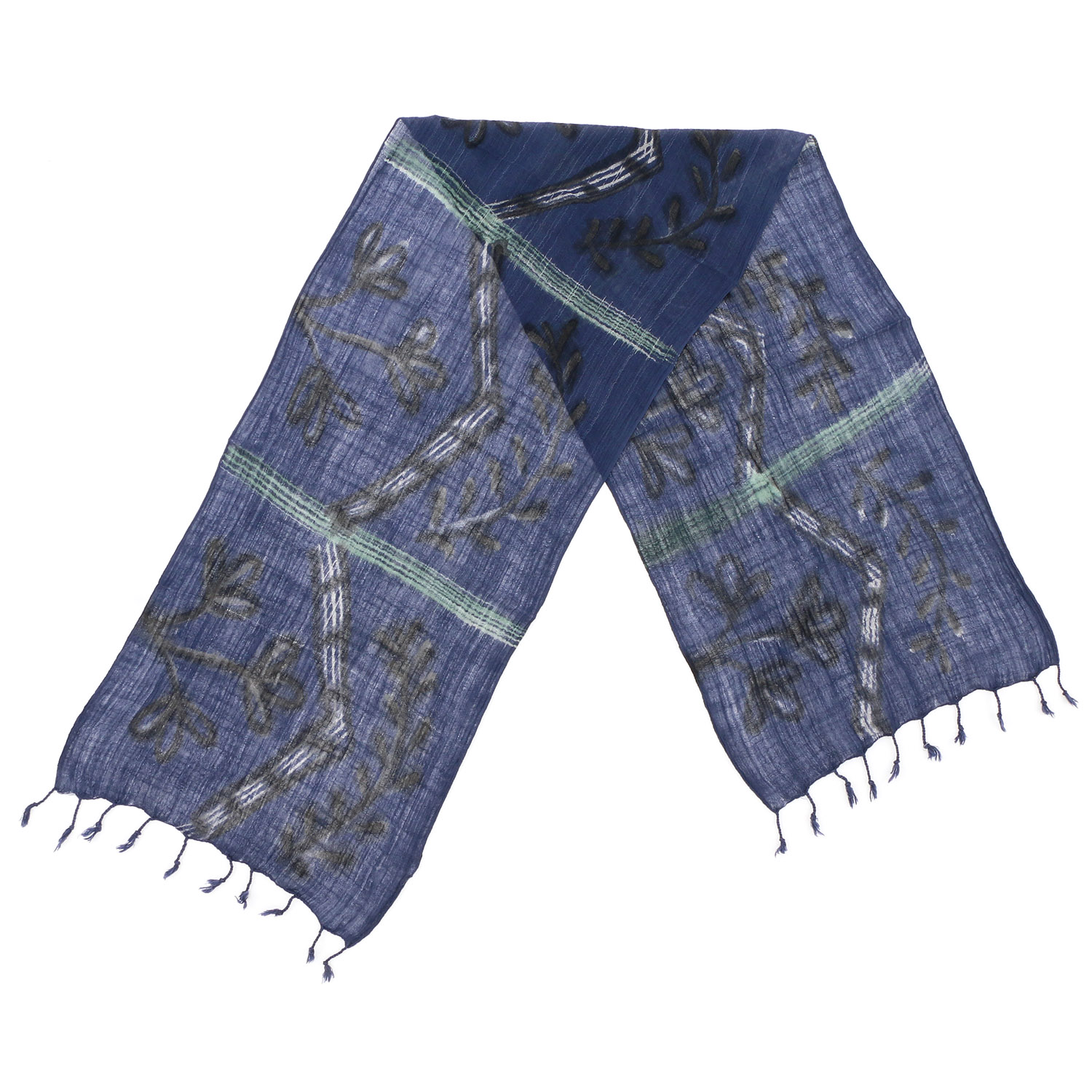 【01，02， 04終了】インド製 綿スラブストール ブルー - 画像18
