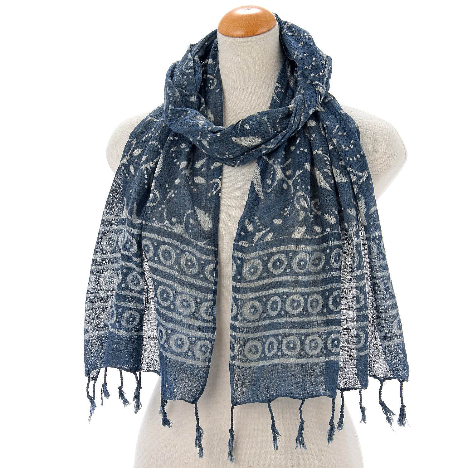 【01，02， 04終了】インド製 綿スラブストール ブルー - 画像5