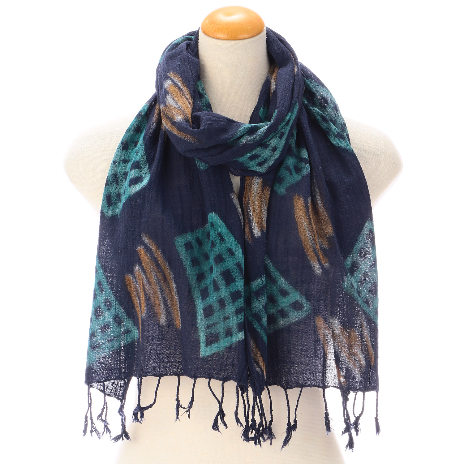 【01，02終了】インド製 綿スラブストール ブルー - 画像9