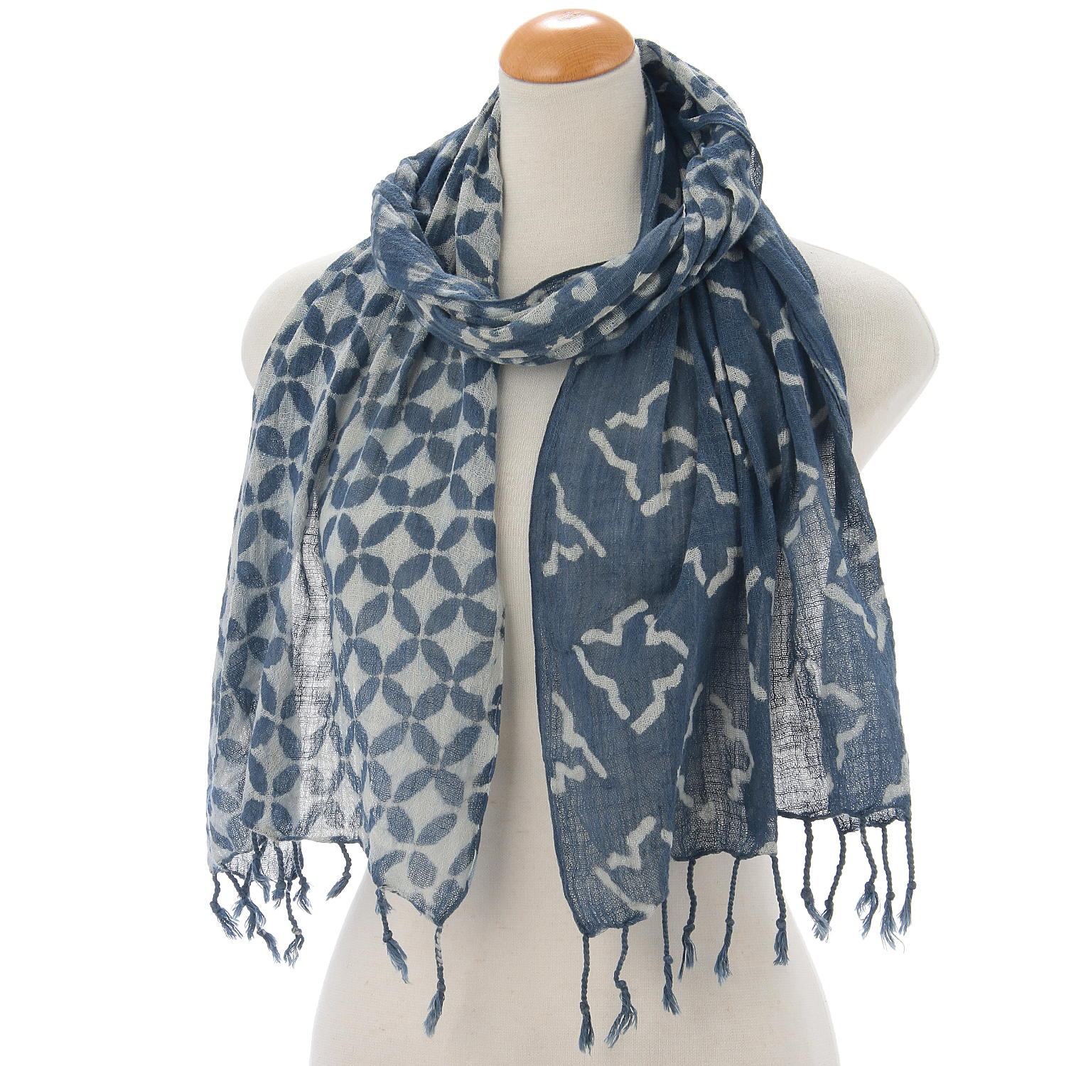 【01，02， 04終了】インド製 綿スラブストール ブルー