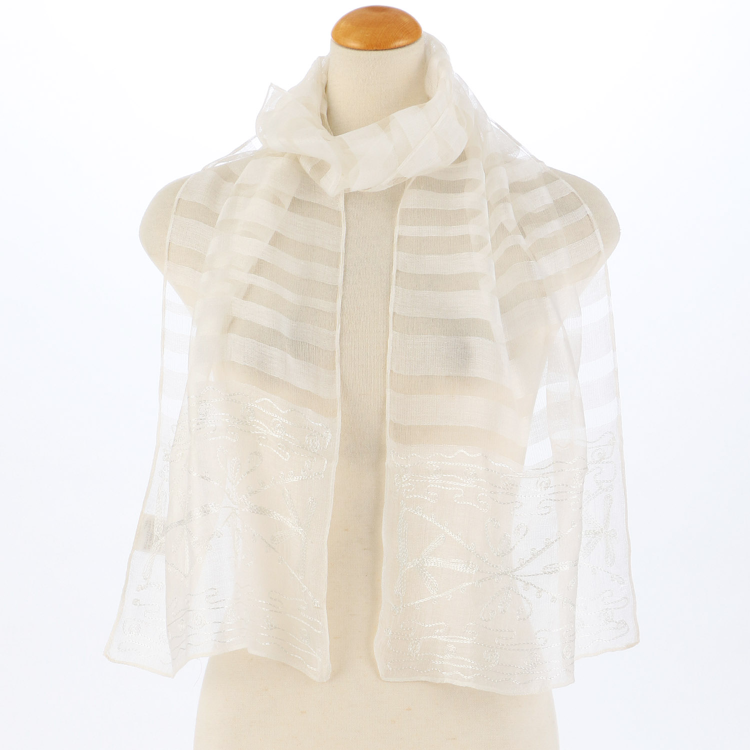 インド製 シルク混刺繍ストール - 画像5