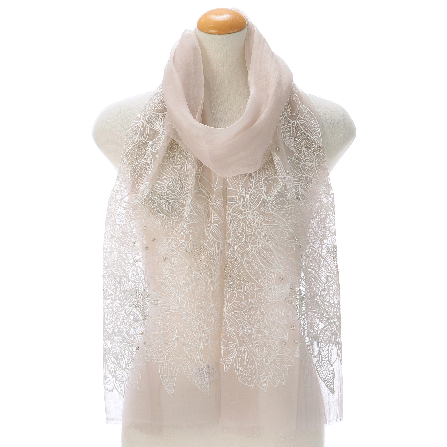 インド製 シルク混刺繍ビーズストール