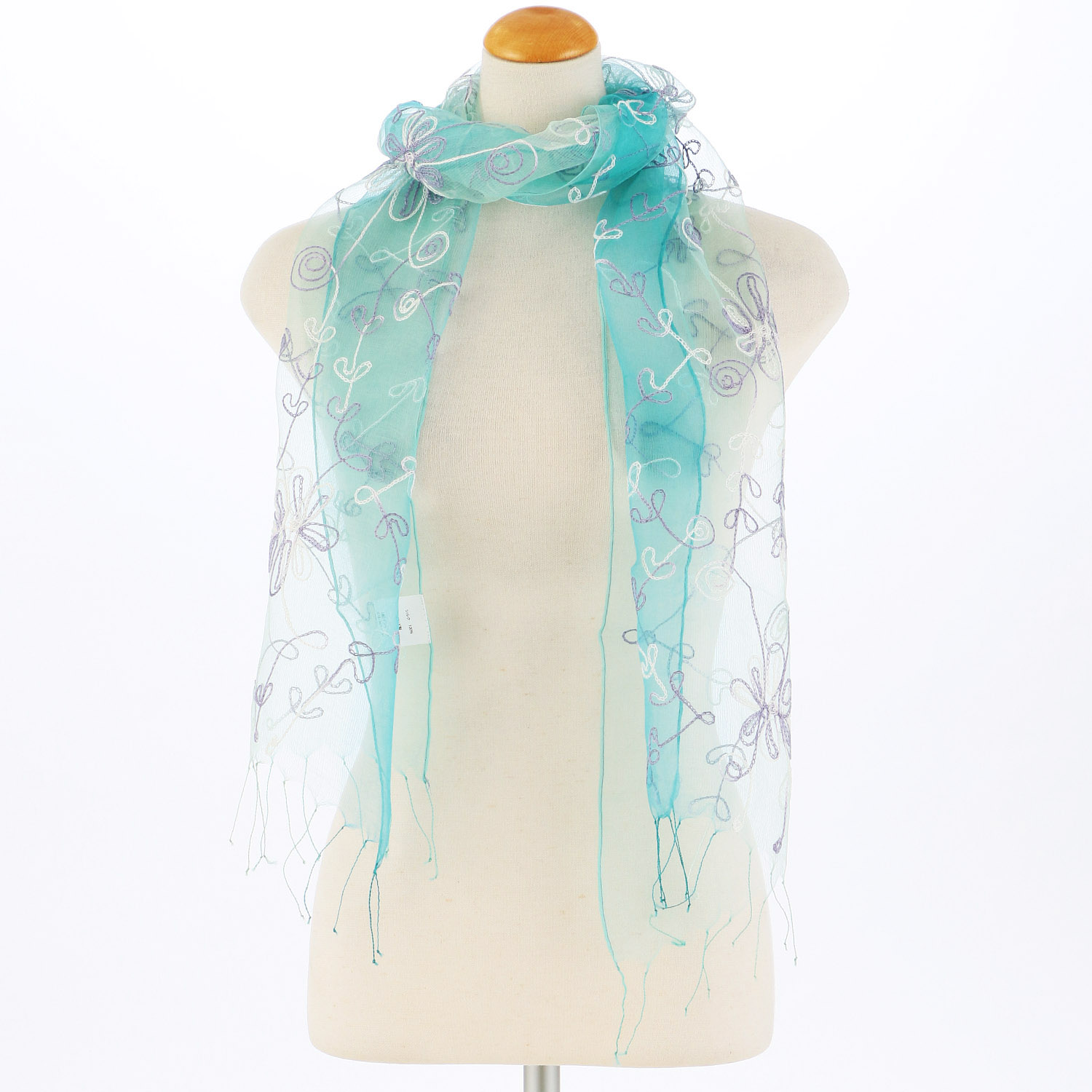 インド製 シルク刺繍グラデーションストール