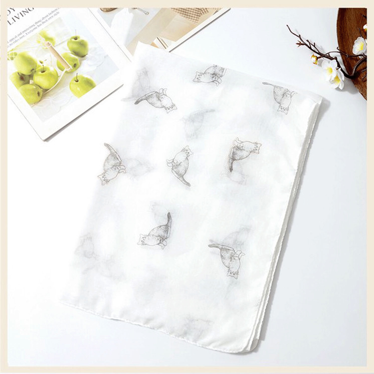 【サックス終了】 大判ストール ラメネコ - 画像2