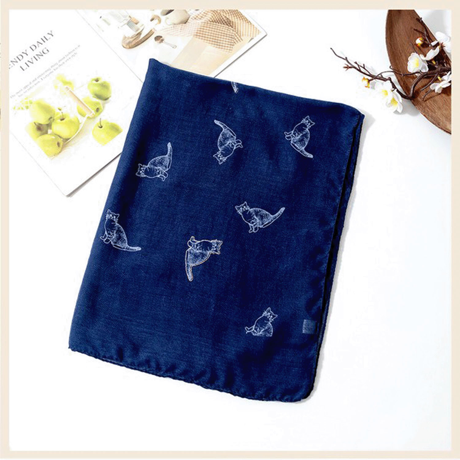 【サックス終了】 大判ストール ラメネコ - 画像3