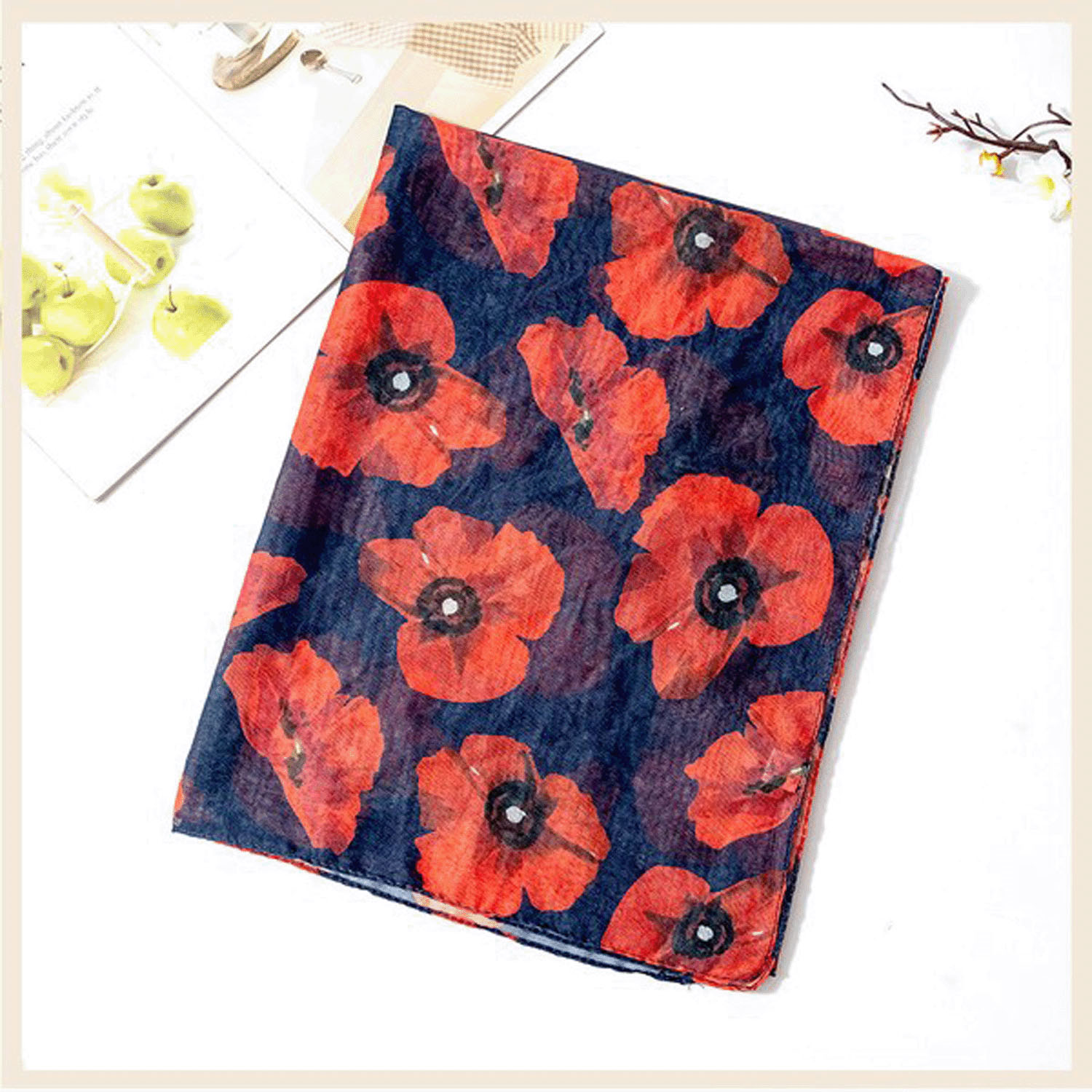 【ホワイト終了】大判ストール ポピー - 画像3