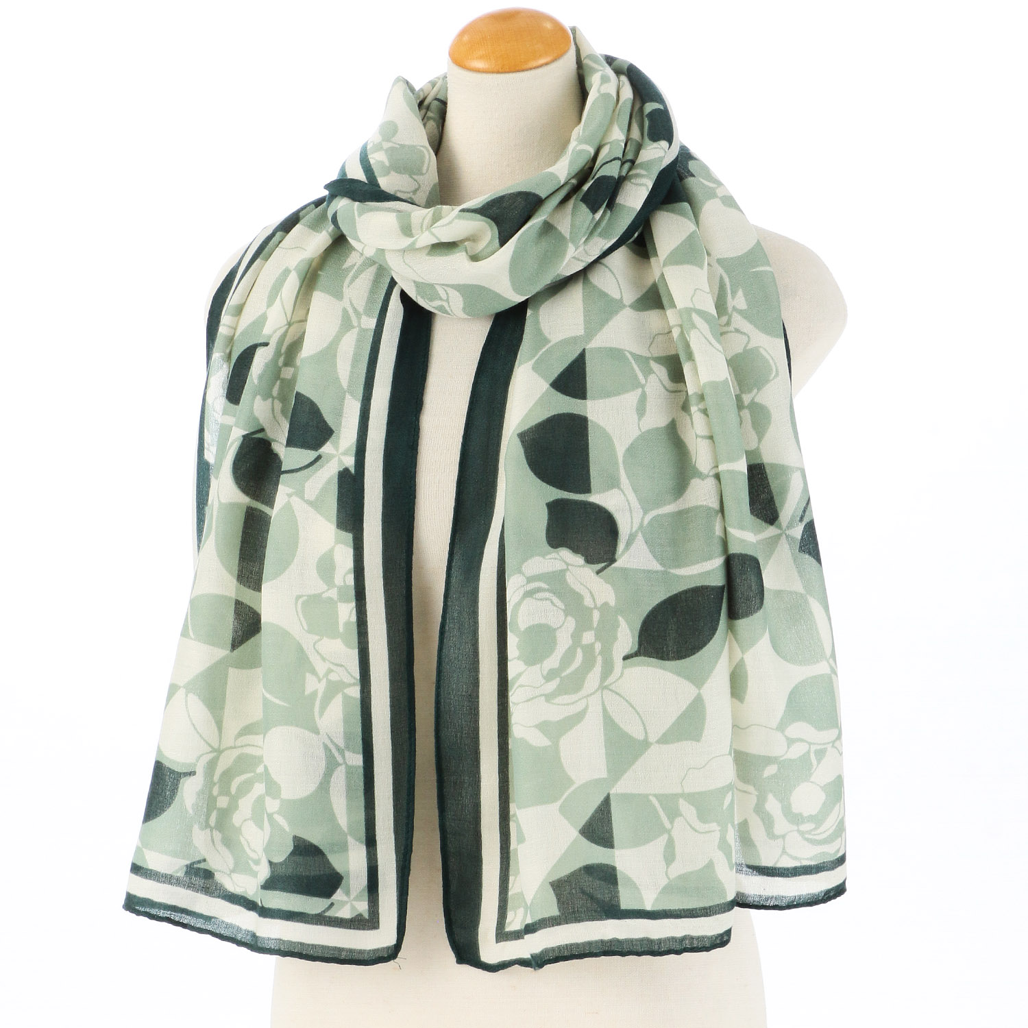 【ミントグリーン終了】バラ柄ストール - 画像3