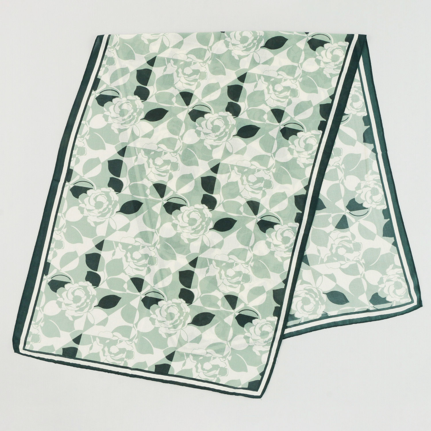 【ミントグリーン終了】バラ柄ストール - 画像4