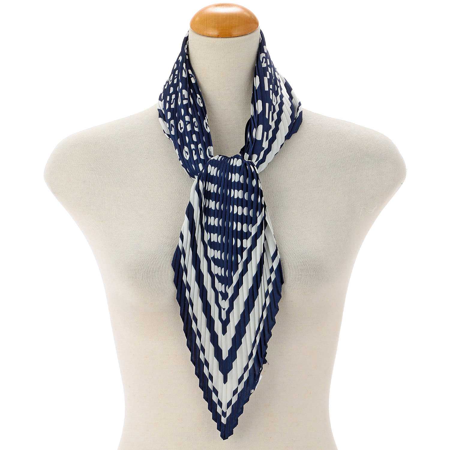 【ブラック、ホワイト終了】プリーツスカーフ ドット英字 - 画像4