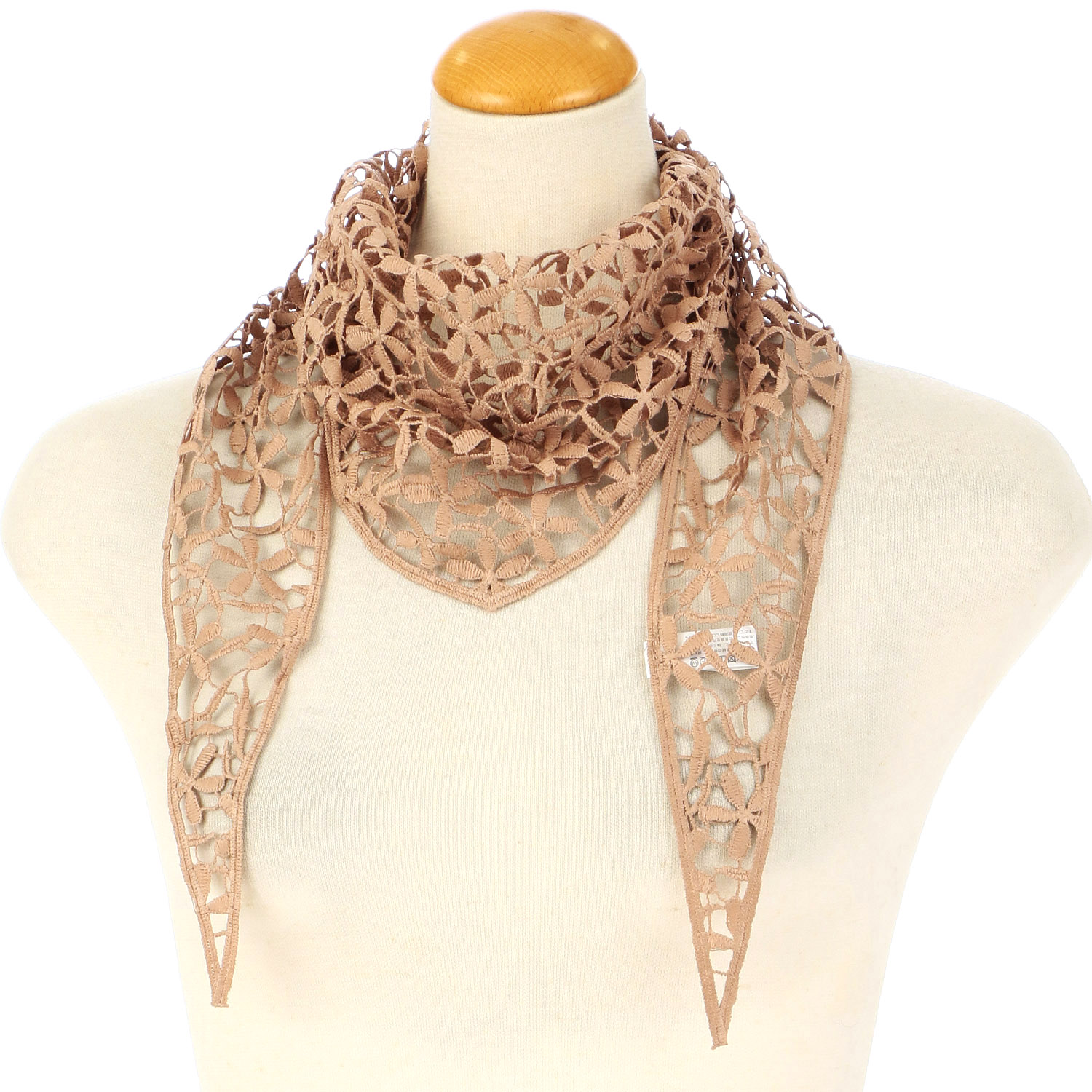 コットン刺繍三角レースストール 小花